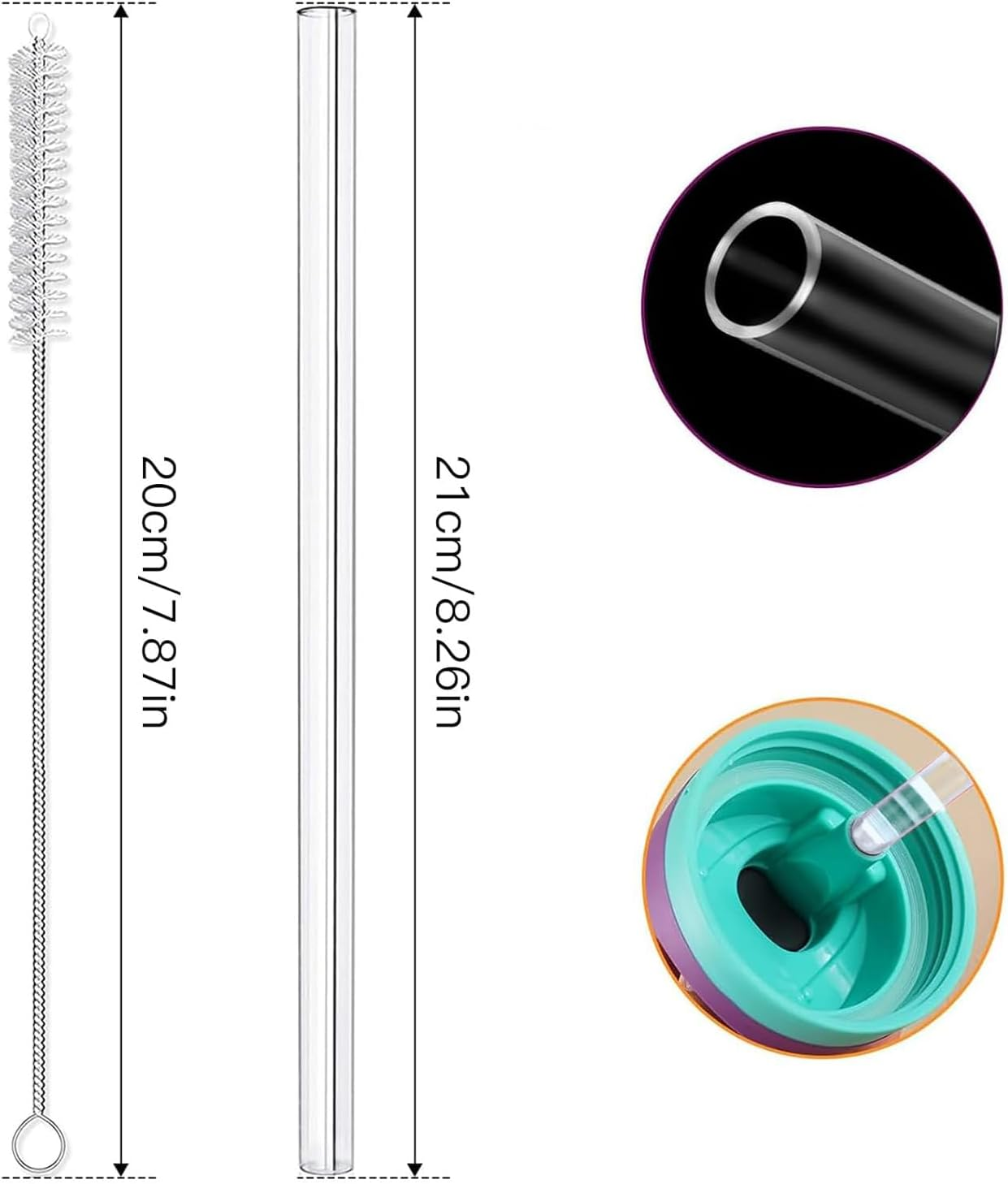 6 PCS Replacement Straws for Owala Freesip 32Oz Water Bottle,Reusable Plastic Straws with Cleaning Brush for Owala 24 Oz Plastic Straw Travel Sports Cup Accessories, Clear image number 4