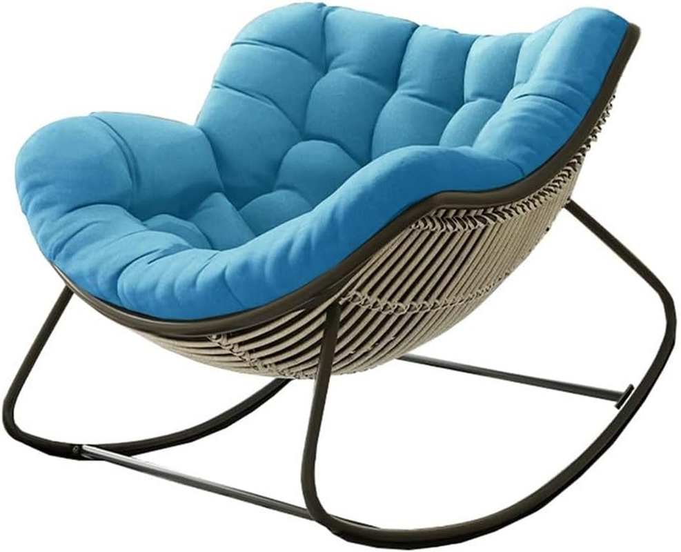 Lazy Rocking Egg Chair Cushion, Indoor Outdoor Oversized Lounge Wicker Papasan Cushion, Thick Nest Back Seat Pillow for Patio Porch Garden(Only Cushion)(Light Gray)