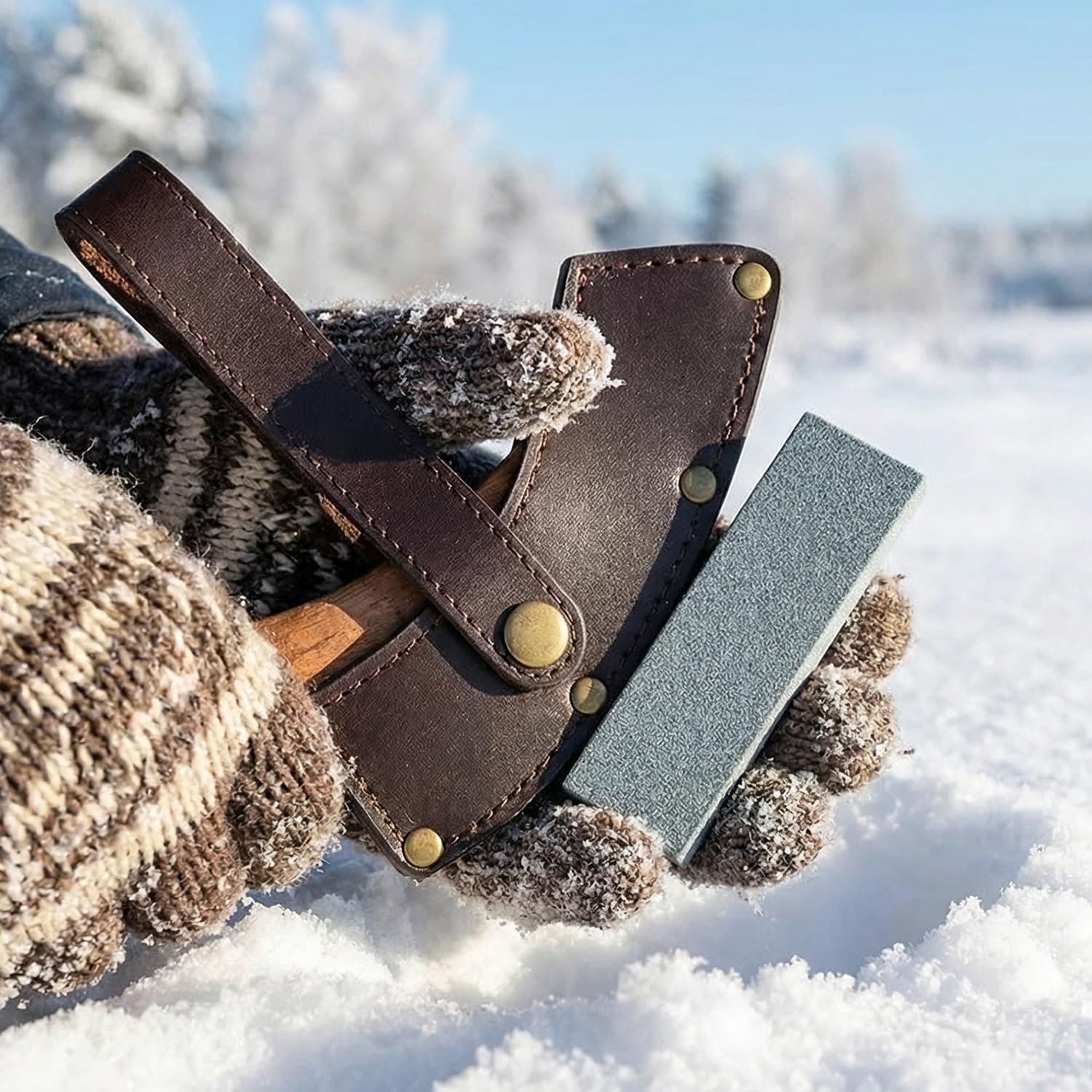 Wood Axe Small Outdoor Camp Hatchet for Splitting and Kindling, Hand-Forged with Sheath High Carbon Steel Garden Camping Tools Survival Chopping Forged Viking Axe with Beech Handle