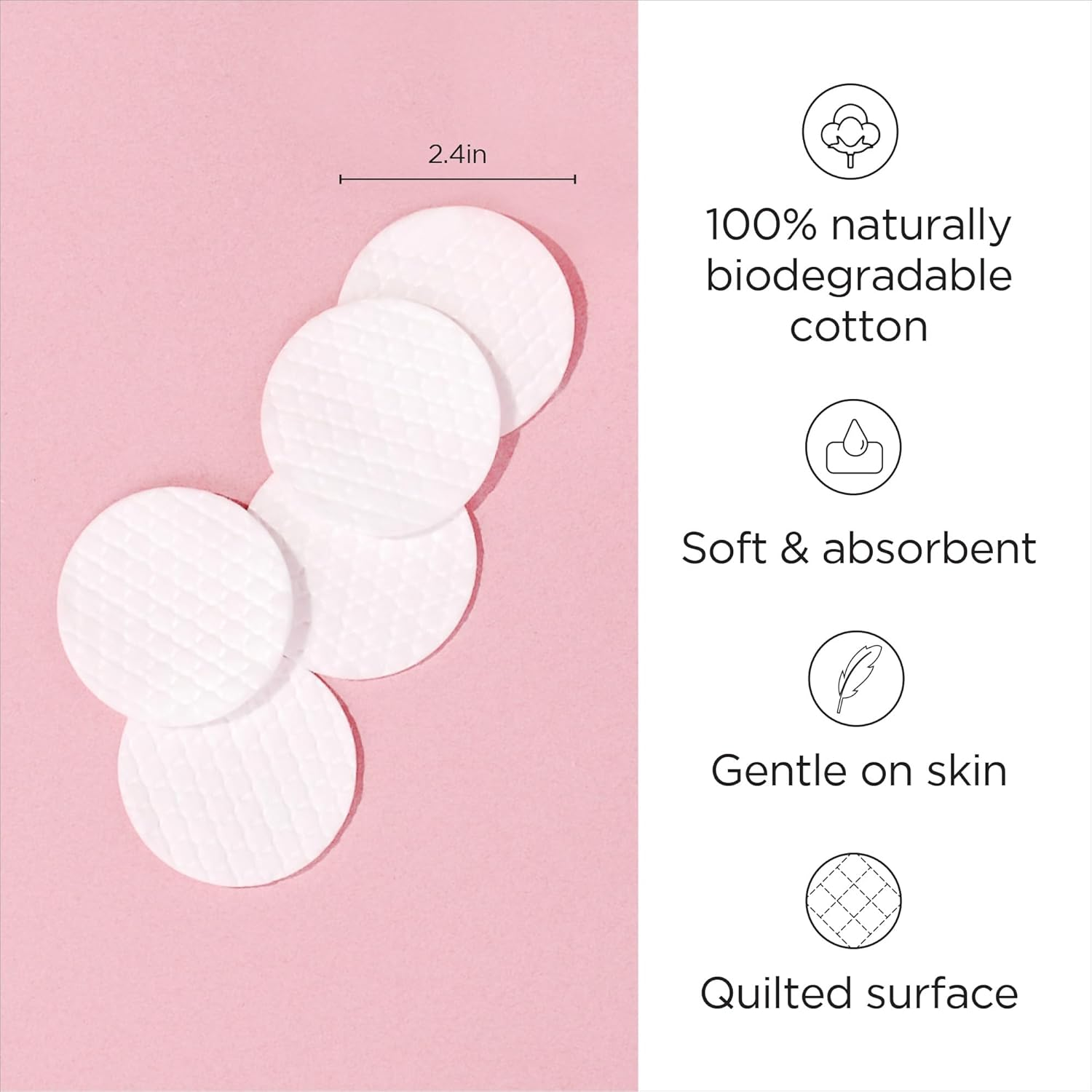 Diane 100 Pack Cotton Rounds, Cotton Rounds, Standard 2.4'' Diameter, Color: White image number 4