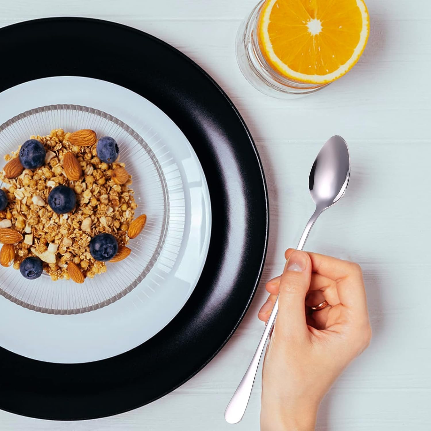 Coffee Spoons, Stirring Spoons, Tea Spoons Long Handle，Ice Cream Spoon, Stainless Steel Cocktail Stirring Spoonsfor Iced Coffee Iced Tea Milk Shake Ice Cream Sundeas Cool Drinking 6 Pack 7.5 Inches image number 2