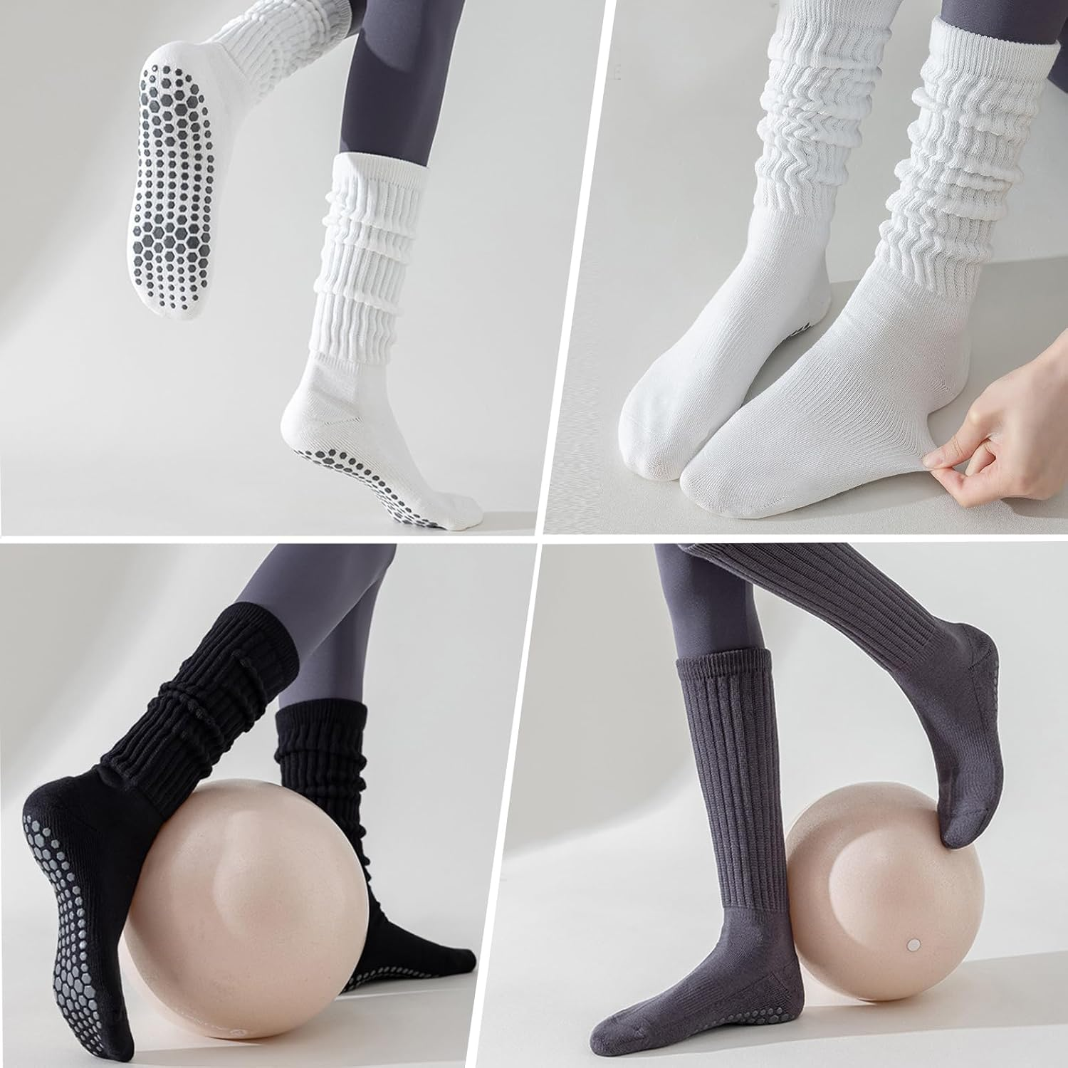 Pilates Yoga Socks for Women with Non-Slip Grips Ideal for Pure Barre, Ballet, Dance, Workouts Comfortable Secure Grip Socks