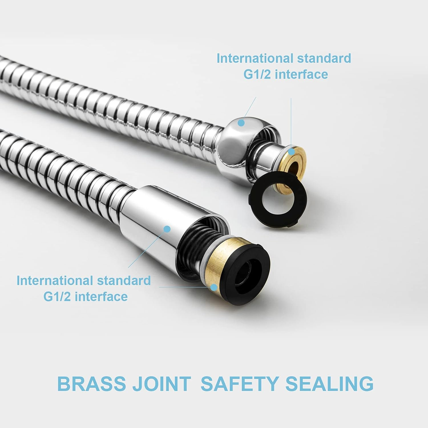 OFFO Shower Hose, 1.2M(48 Inch) Kink Free Stainless Steel Shower Hose Attachment Electroplating Handheld Shower Head Hose Flex Hoses Extension with Brass Insert & Nut for Pet Bathing Cleaning, Chrome image number 4