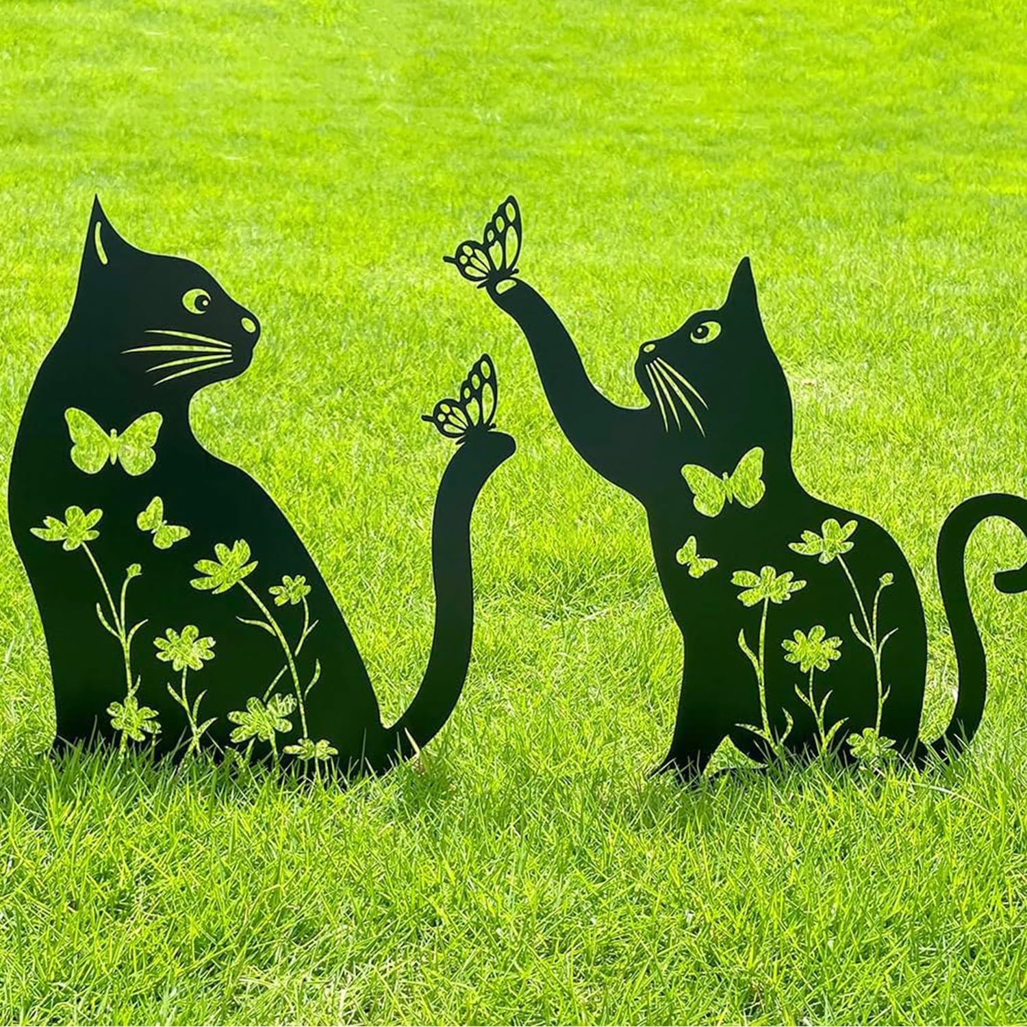 2 Pack Metal Cat Garden Stakes &ndash; 30Cm Height Large Black Cat Silhouette Yard & Lawn Decorations for Garden, Outdoor, Patio &ndash; Perfect for Cats Lovers image number 2