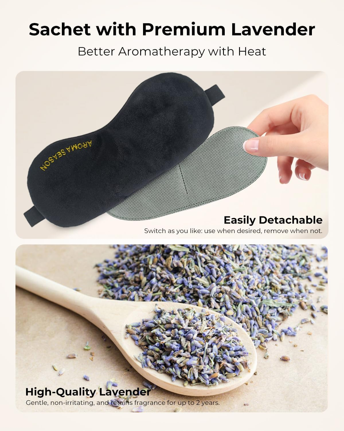 Aroma Season Heated Eye Mask, Warm Eye Compress for Dry Eyes MGD Stye Blephartitis Sinus Migraine, Graphene Heating Element with Natural Lavender Pack (Black) - Black image number 6