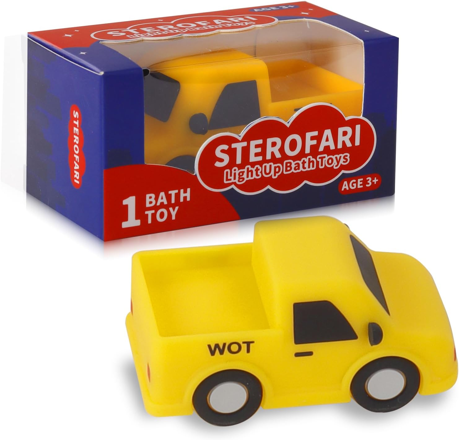 Light up Bath Toy -Tow Truck, 100% Food Grade Silicone Vehicle Bathtub Toys, Shake-Activated Light up Airplane Toy Flash & Lights Color Change, Soft & Squeezable for Baby&Toddler (1 Pack) image number 4