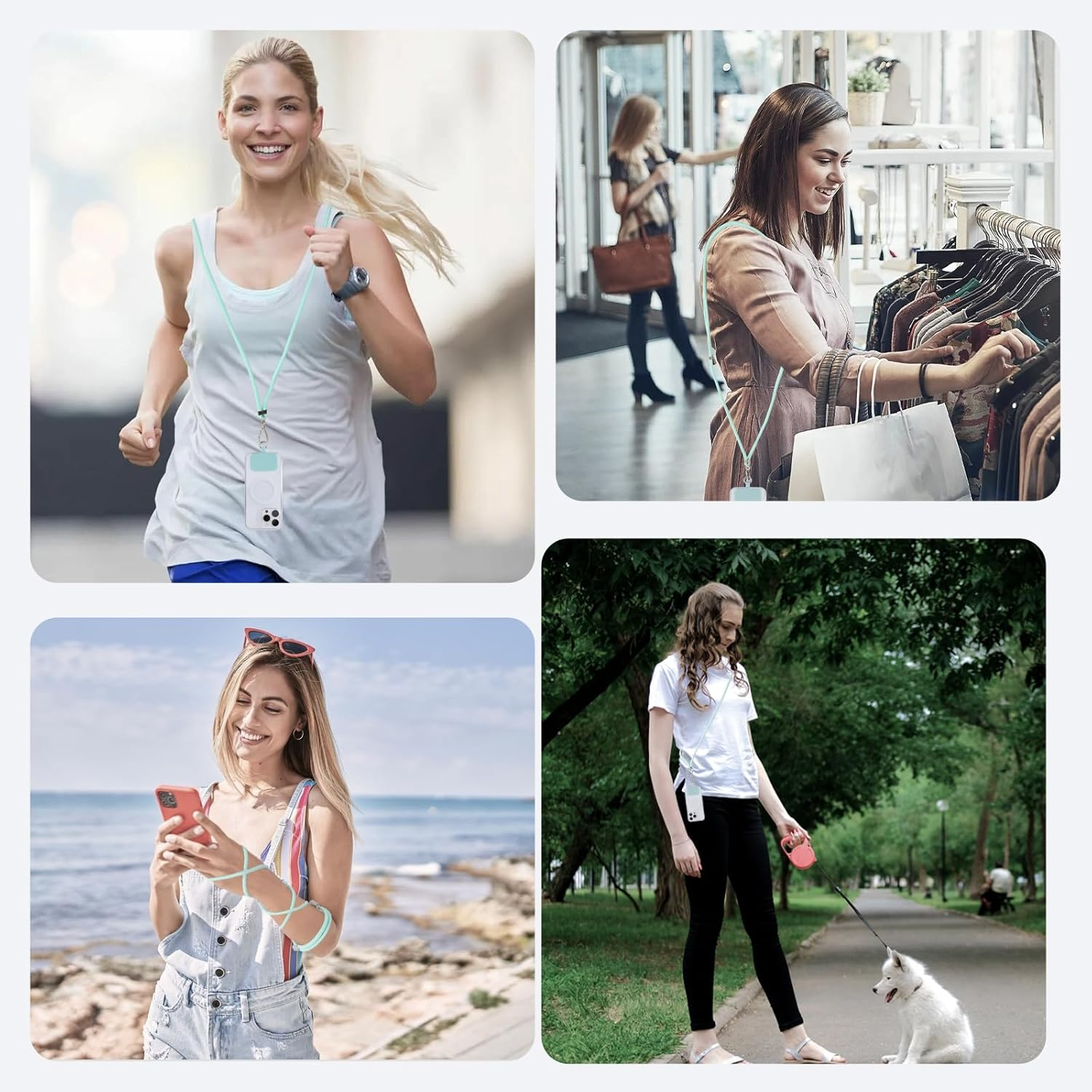 Segus Mobile Phone Chain Universal, 1 Piece 6 Mm Mobile Phone Strap, Mobile Phone Chain for Hanging, Mobile Phone Lanyard with 2 Pieces Universal Patch, Adjustable and Removable, Mobile Phone Cord For image number 1