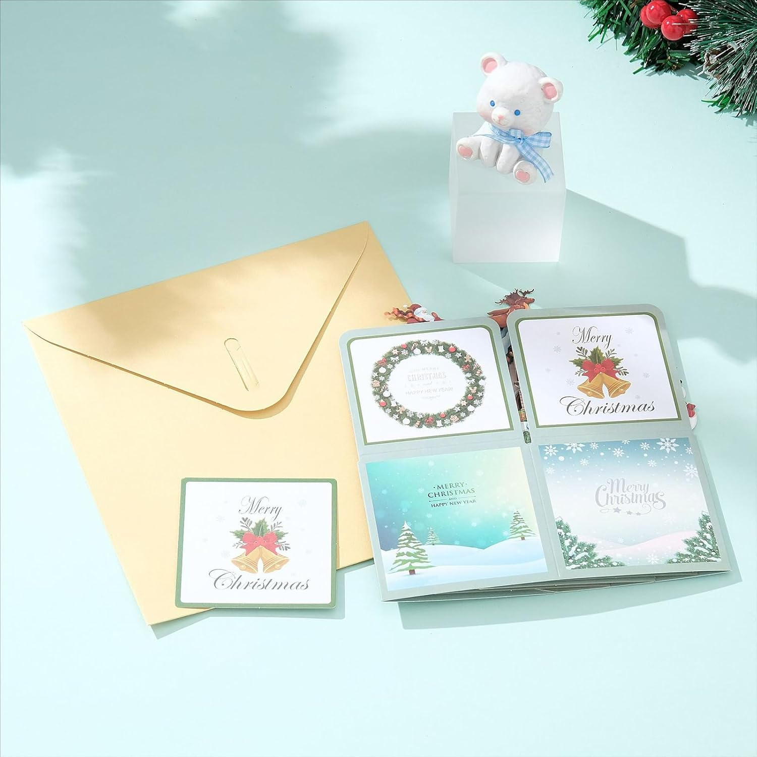 Christmas Cards,3D Pop up Xmas Santa Snowman Handmade Merry Christmas Greeting Congratulation Card for Christmas Holiday Party Giving Cards image number 2