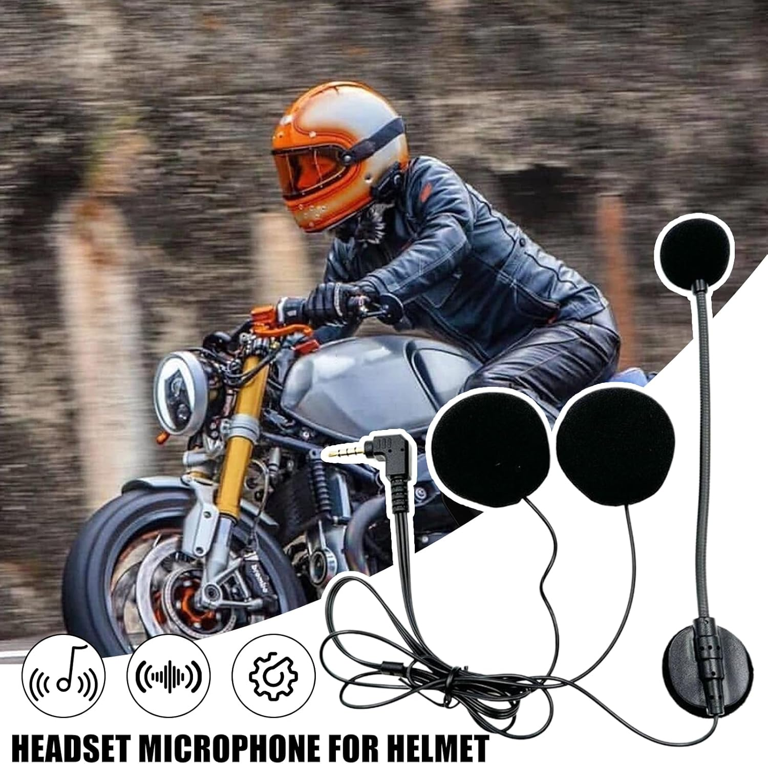 Huayeex Motorcycle Headset,Motorcycle Headphone - High-Definition Audio Earbuds for Communication System Powersports Touring Street Riding Dirtbike Racing Snowmobile image number 4
