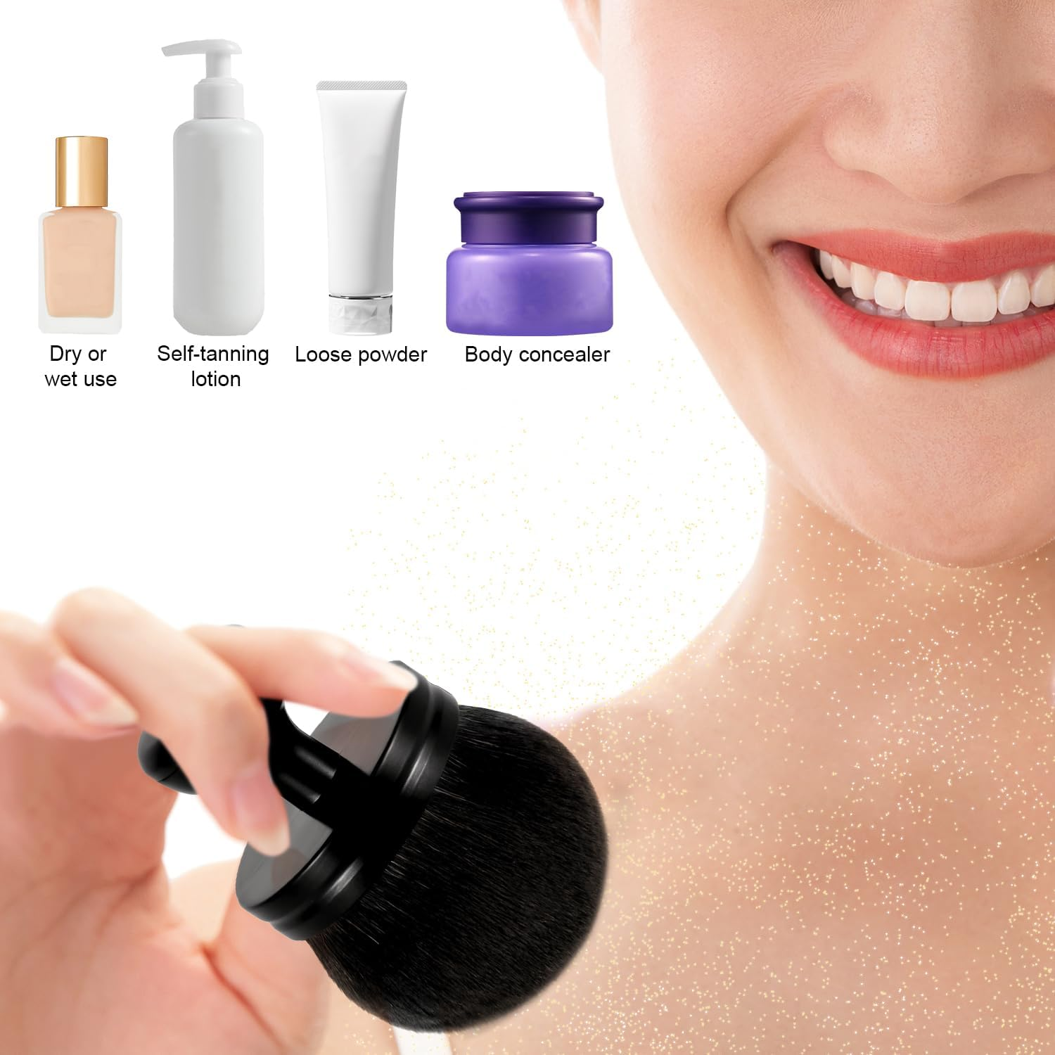 Extra Large Self-Tanning Pedzel, Wide Head Body Makeup Scrub Oval Applicator for Self Tanning on Back Scrub Kabuki for Sun Cream Subclad Face (Black) image number 3