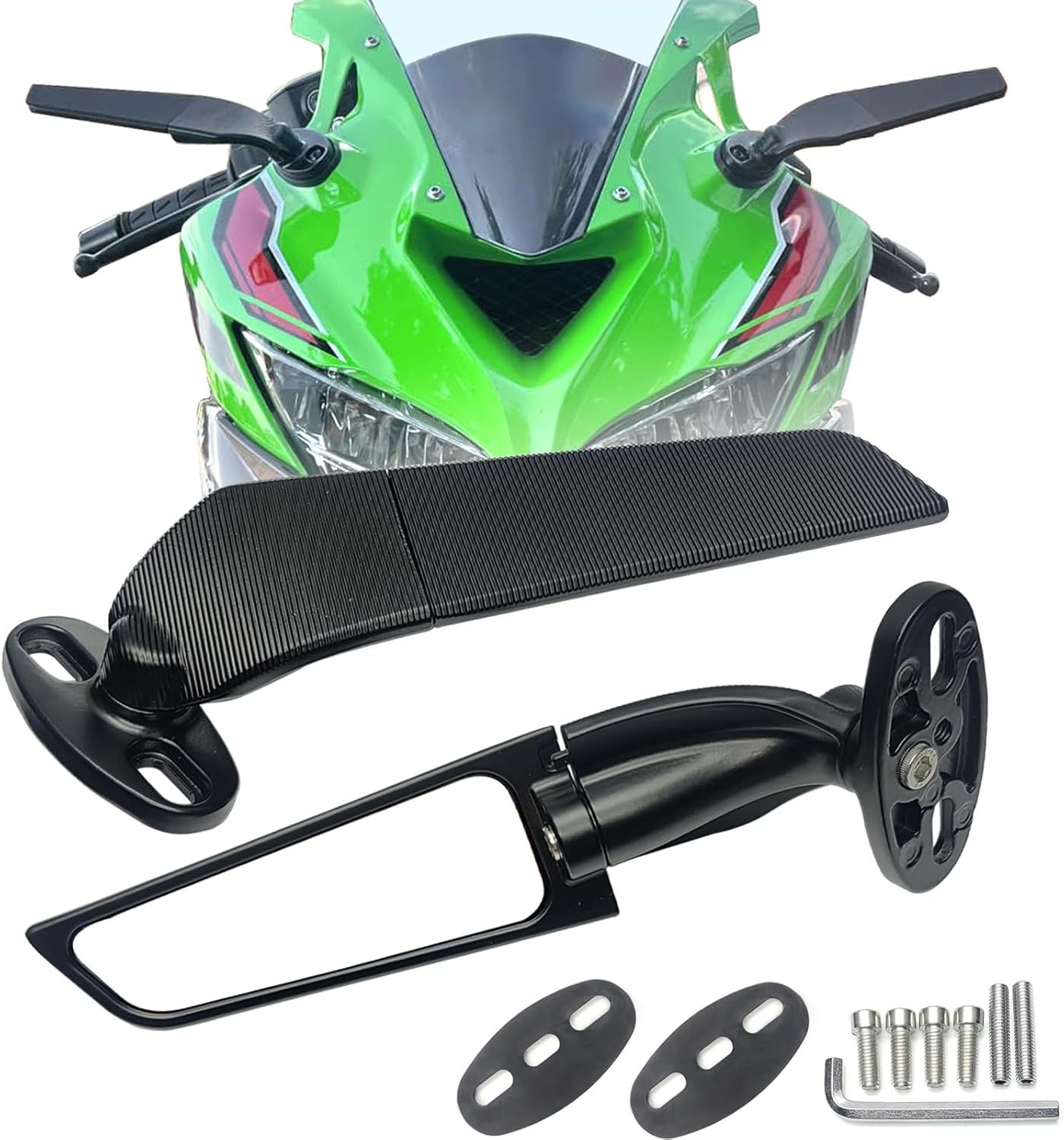 Motorcycle Mirrors Stealth Wind Wing Side Rearview Mirrors Compatible with Ninja 500 Ninja 650 400 300 250 ZX4RR ZX6R ZX10R RS457 RSV4 GSXR 600 750 1000 CBR 600RR 1000RR image number 5