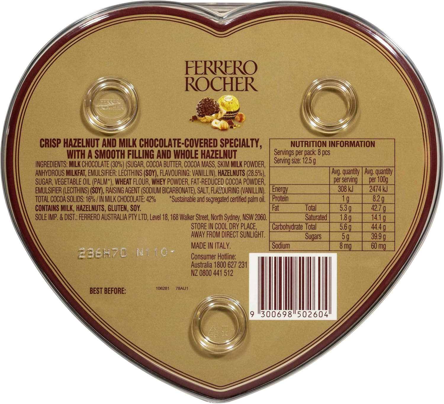 Ferrero Rocher Chocolate T8 Heart Gift Box 100 G image number 3