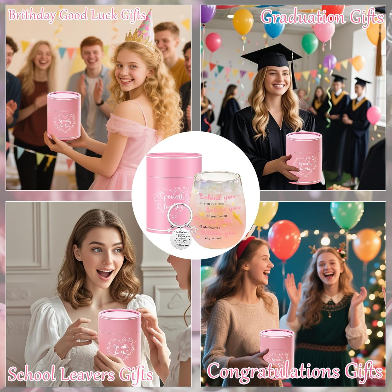 Graduation Gifts for Women Her Friend Glasses Drinking Good Luck New Beginnings Congratulations Gift Glass Cups Graduation Party Decorations Presents Cute Mugs Christmas Birthday Gifts for Daughter