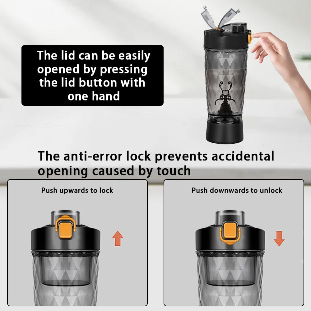 Electric Protein Shaker Bottle, USB Rechargeable Mixing Cup, Water Drink Mixer Portable Bottles for Gym Sport - Green image number 5