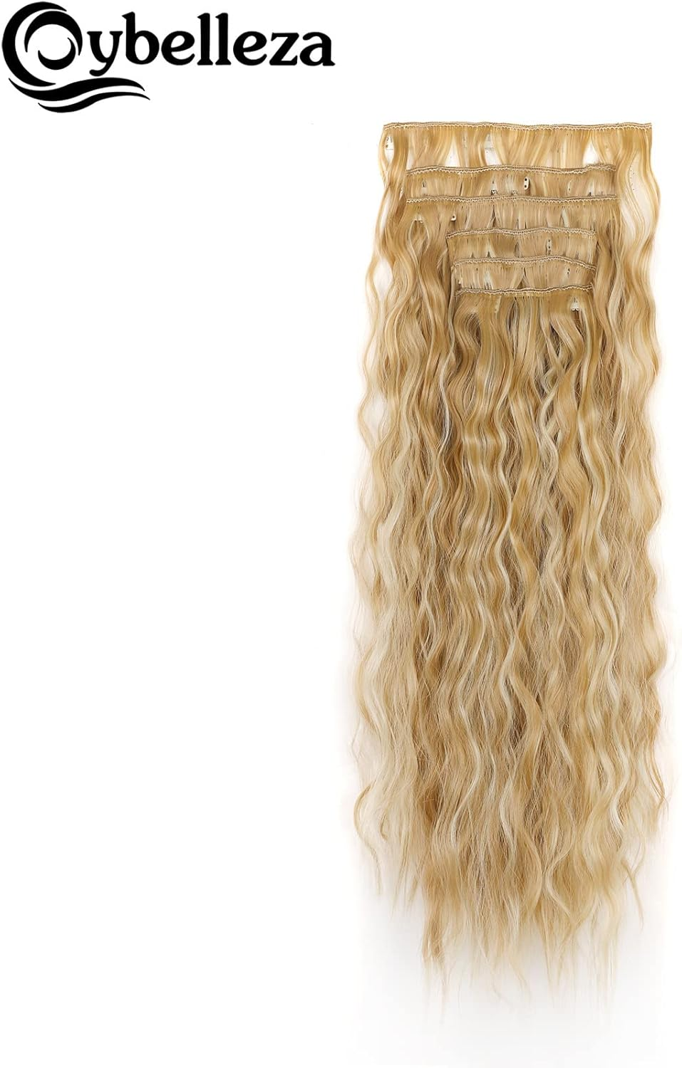 Cybelleza 50 Cm Clip-In Hair Extensions, Hairpiece like Real Hair, 6 Wefts, Wavy Cheap Hair Thickening, Curly, Wavy Curly Hair Extension, Synthetic Hair, Natural Blonde & Bleach Blonde image number 6