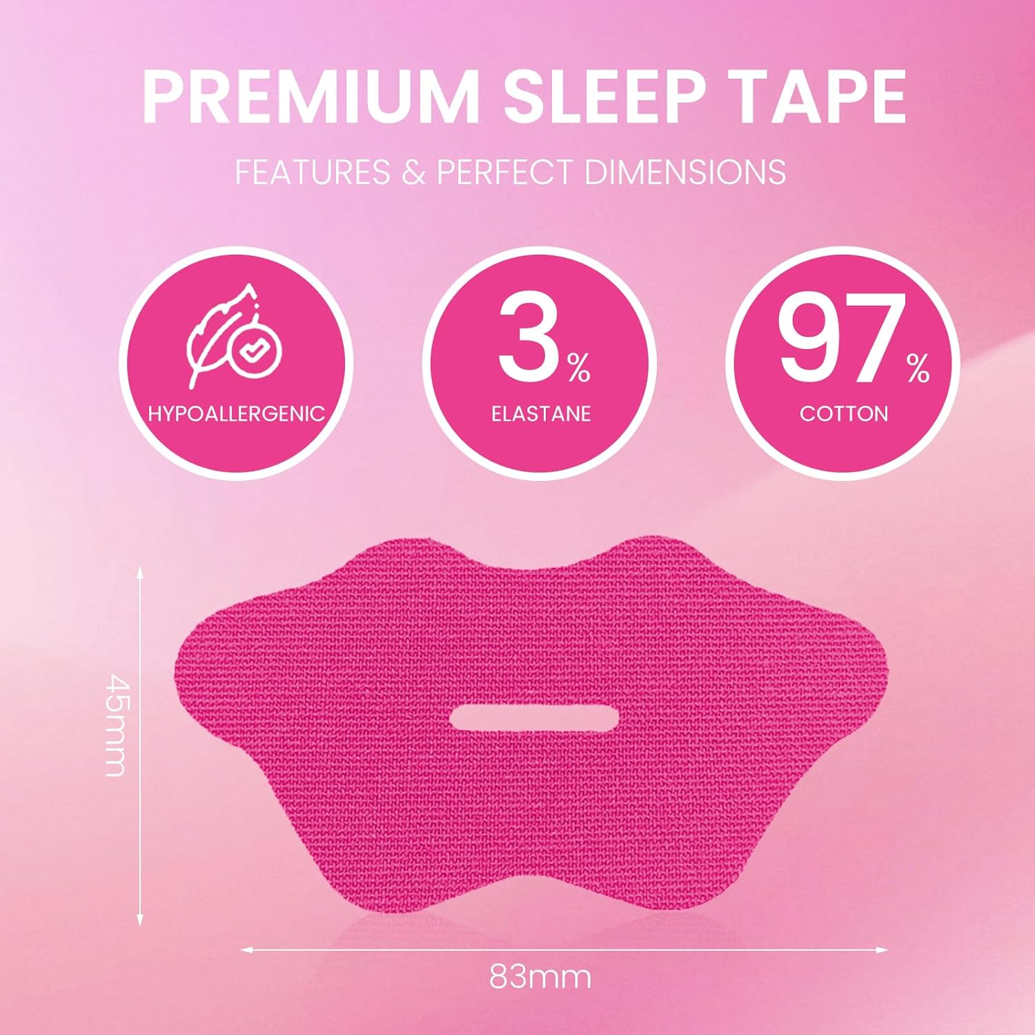 Breathable Mouth Tape for Sleeping - Hypoallergenic & Comfortable Anti-Snoring Device, Promotes Nasal Breathing, All-Night Hold (Rose, 60 Pcs) image number 2