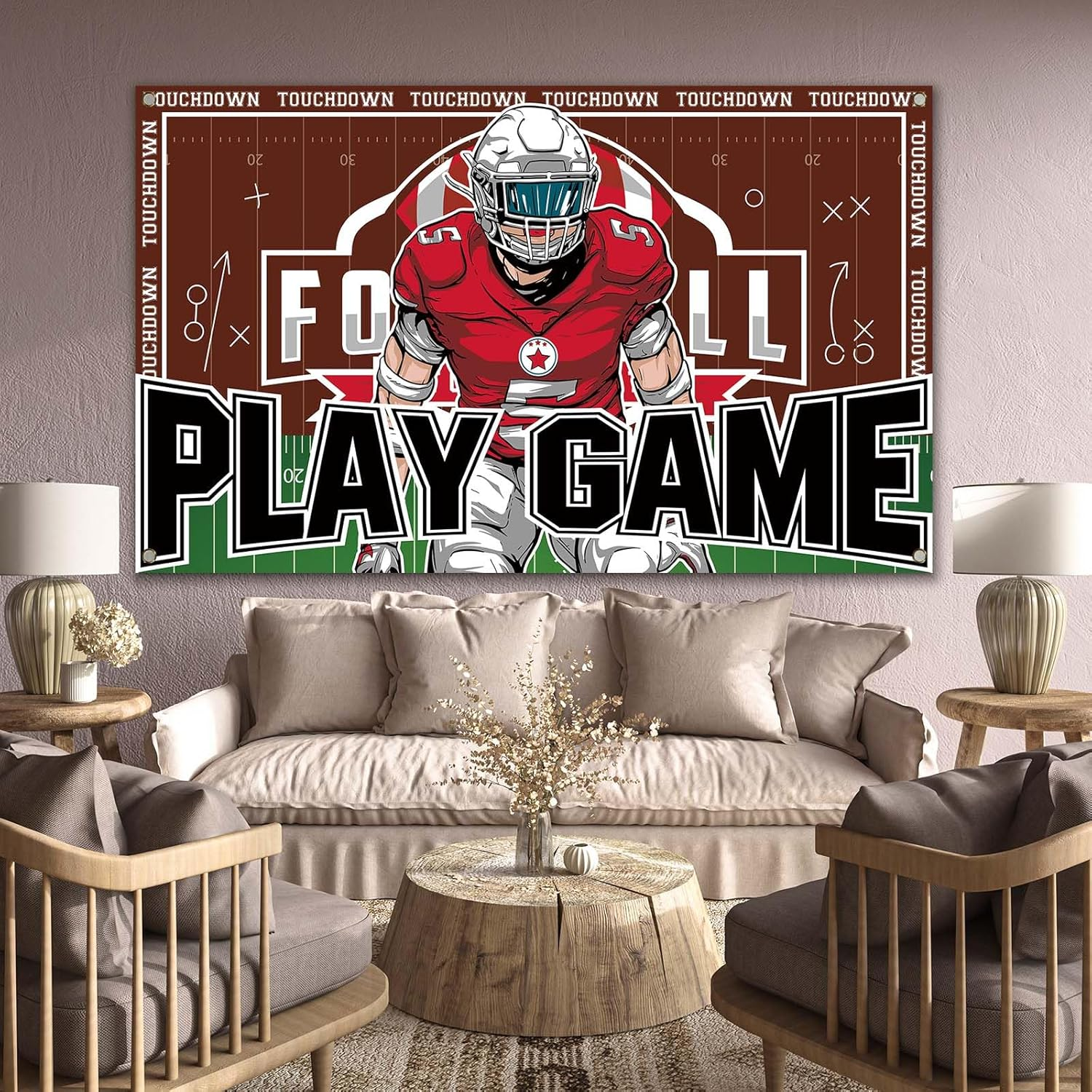 American Football Decorations Play Game Party Backdrop Touchdown Football Birthday Party Decorations and Supplies for Home 5X3Ft image number 4