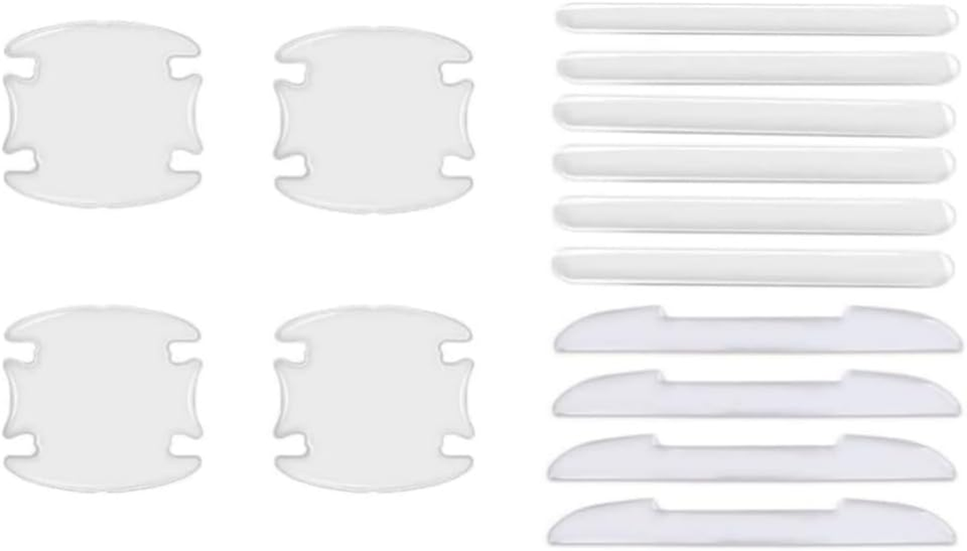DACUAN 14Pcs Car Door Handle Scratch Protector Films, Transparent Universal Car Door Handle Protection Sticker, and Rearview Mirror Protection Strips（Clear）