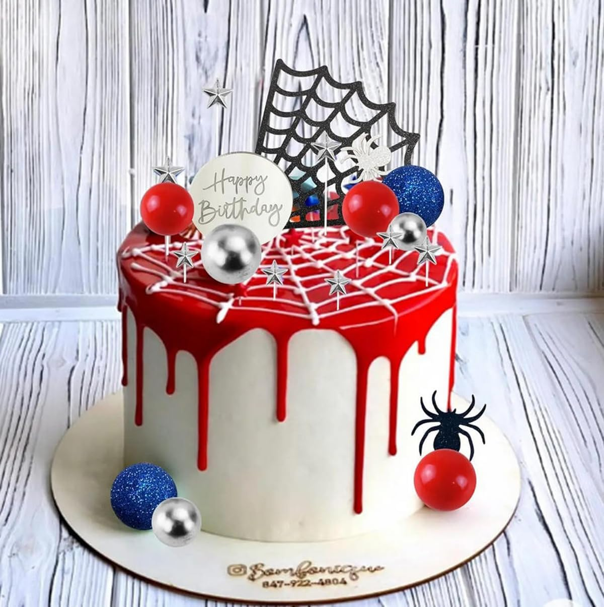 37Pcs/Set Spider Cake Topper Spider Web Cupcake Decorations with Red Black Balls Stars for Kids Birthday Party - Dinosaur image number 7