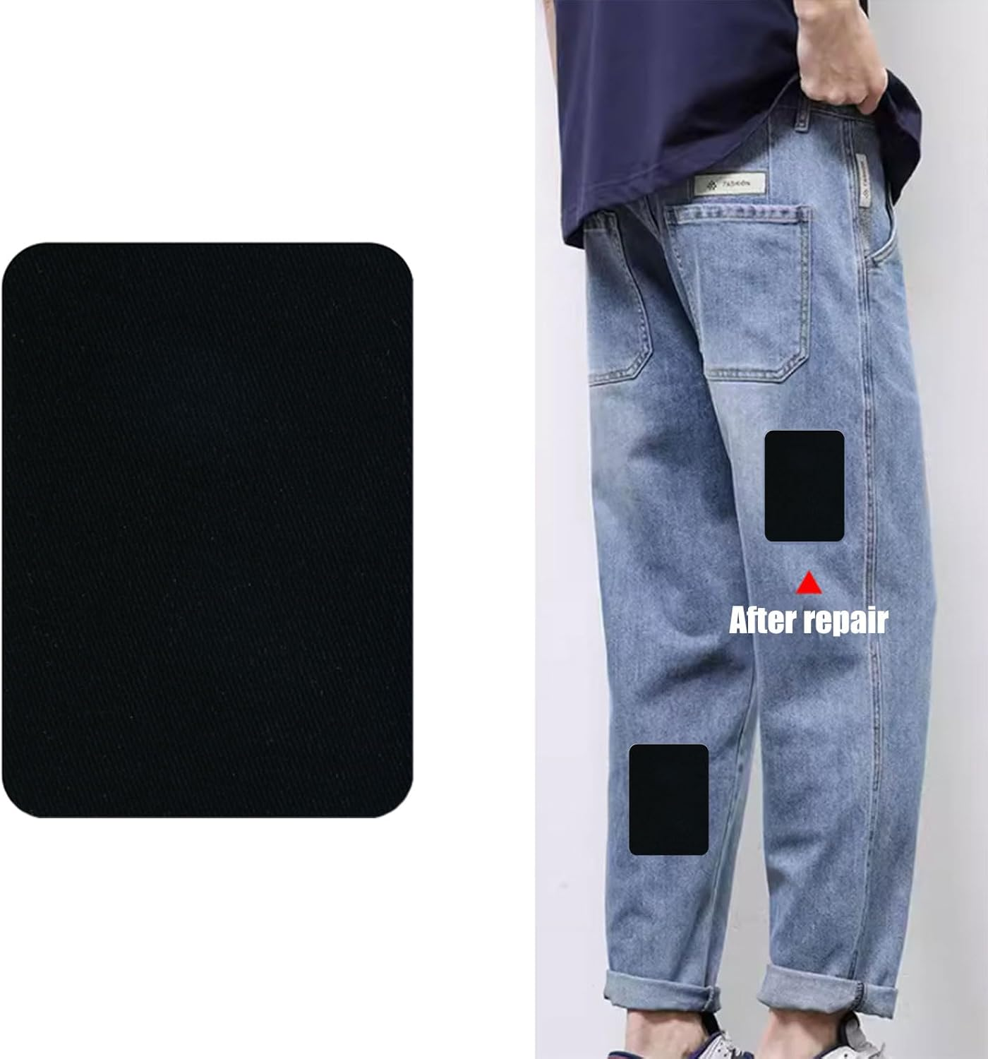 Iron on Patches Heavy Duty Fabric Repair Patches for Puffer Jacket Denim Jeans Backpack Strong Adhesive Cotton Black Decorating Kit 12Pc 3" X 4-1/4" (7.5X10.5Cm) image number 3
