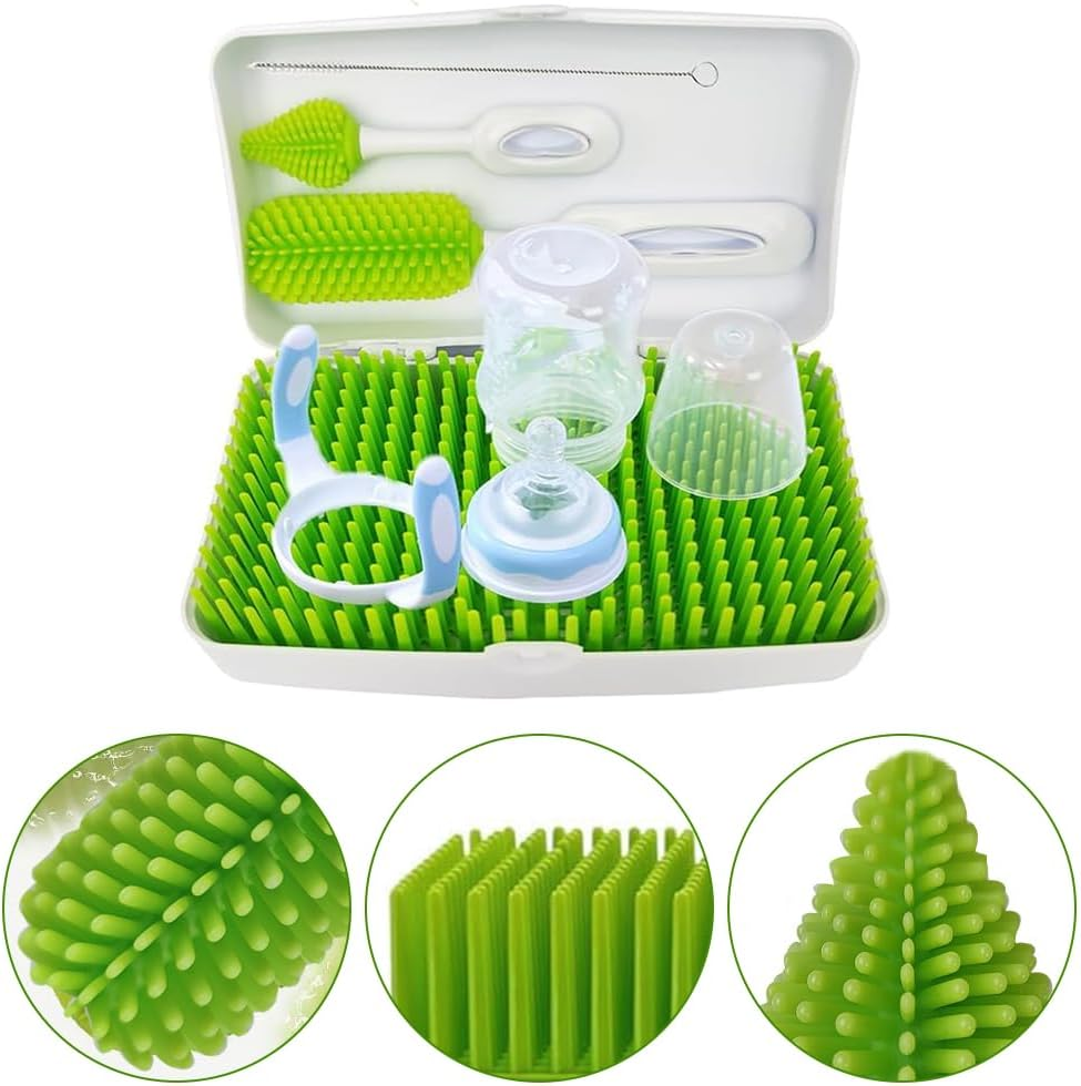 Portable Bottle Brush Set with Storage Box&Brush, Baby Bottle Drying Kit, Vertical Standing Bottle Dryer Rack Holder, Baby Bottle Cleaner Suitable for Cleaning Traveling image number 2
