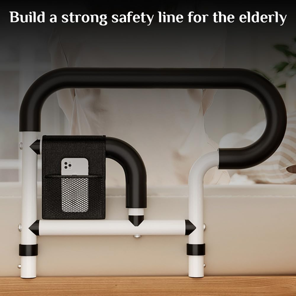 Senior Bed Rail, Bedside Support Rail with Non-Slip Ergonomic Handle and Storage Pocket, Bedroom Support Rails, for Seniors and Those with Limited Mobility image number 3