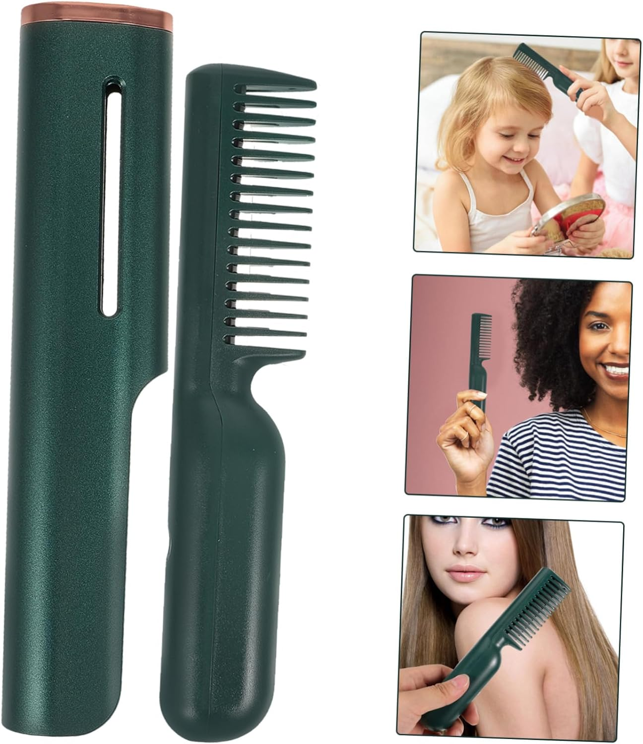 KAILIKETIY Portable Hair Comb Straightening Brush Electric Heating Comb for Wet Dry Use Compact Lightweight Hair Straightener for Travel Effortless Styling Quick Heat image number 4