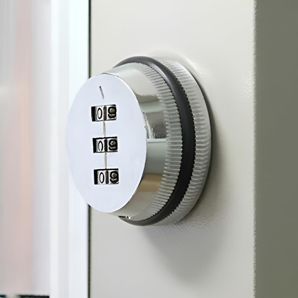 Drawer Combination Cam Lock Password Coded Lock, 3-Digit Security Cabinet Cam Lock for Office Home Mailbox Door Storage Cabinet, 3/4 Inch Cylinder Chrome Finish, Silver image number 3