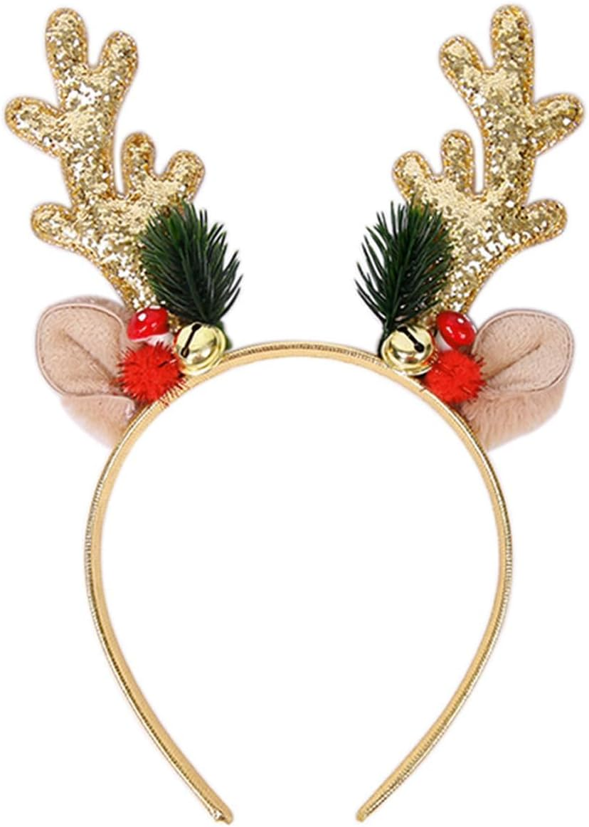 Christmas Headbands Christmas Glitter Elk Antlers Christmas Trees Hair Bands Holiday Party Accessory for Women Girls