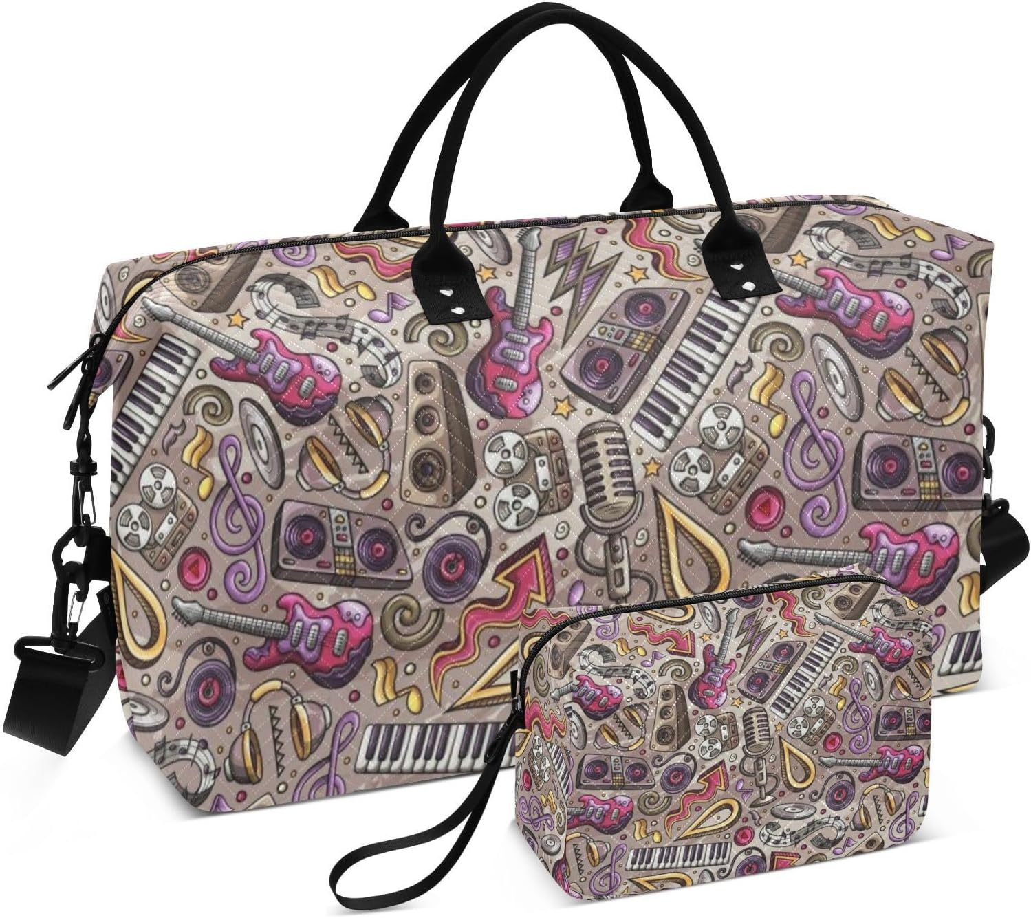 Color Guitar Sound Personal Item Travel Bag Travel Weekender Gear Bag Sports Tote Gym Bag with Adjustable Strap for Travel Multifunctional, Color Guitar Sound, 1 Size image number 1