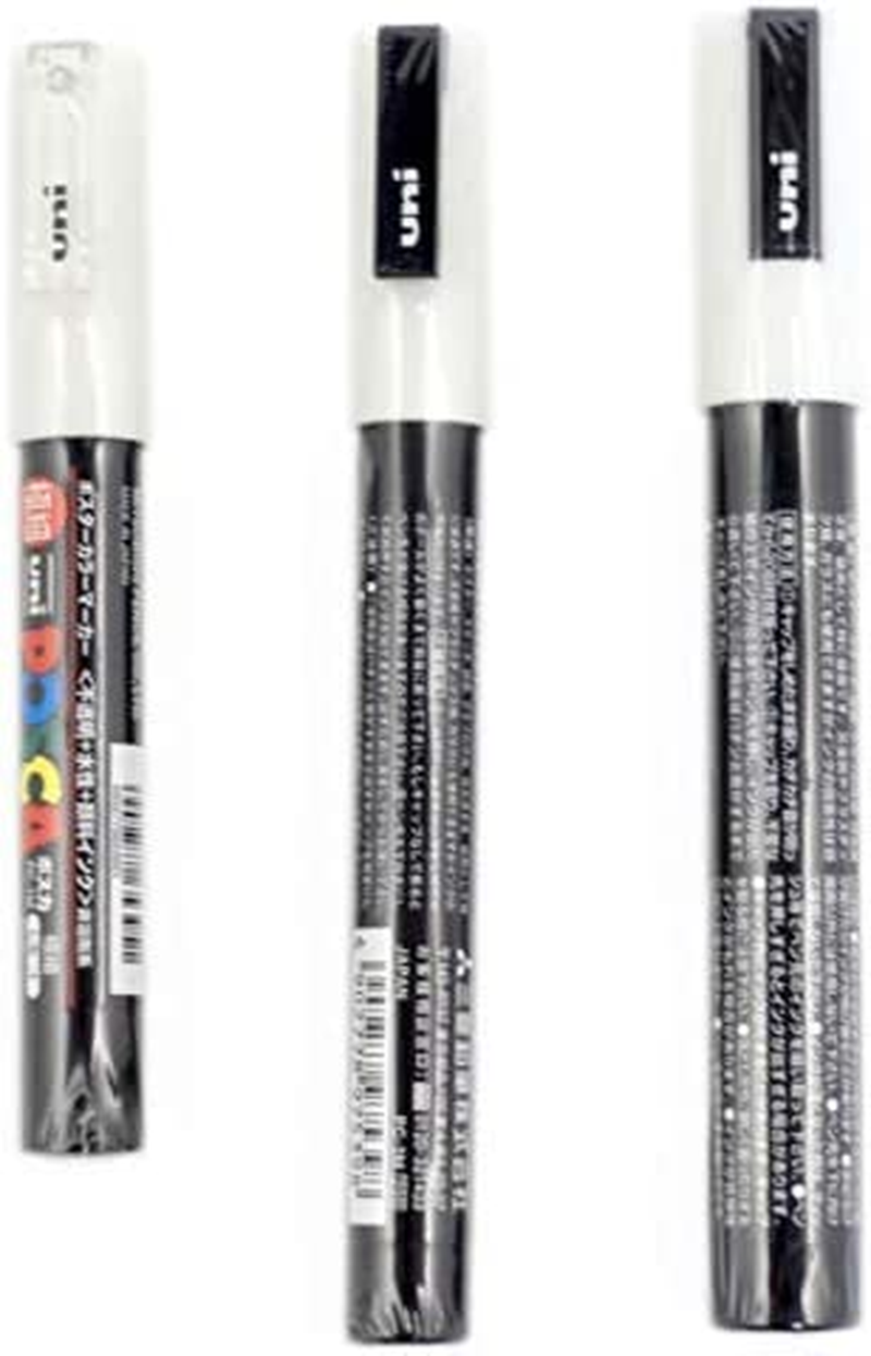 Uni POSCA White = 3 Different Point Sizes per Pack: PC-1M(0.7 Mm), 3M(0.9~1.3 Mm), 5M(1.8~2.5 Mm) image number 3