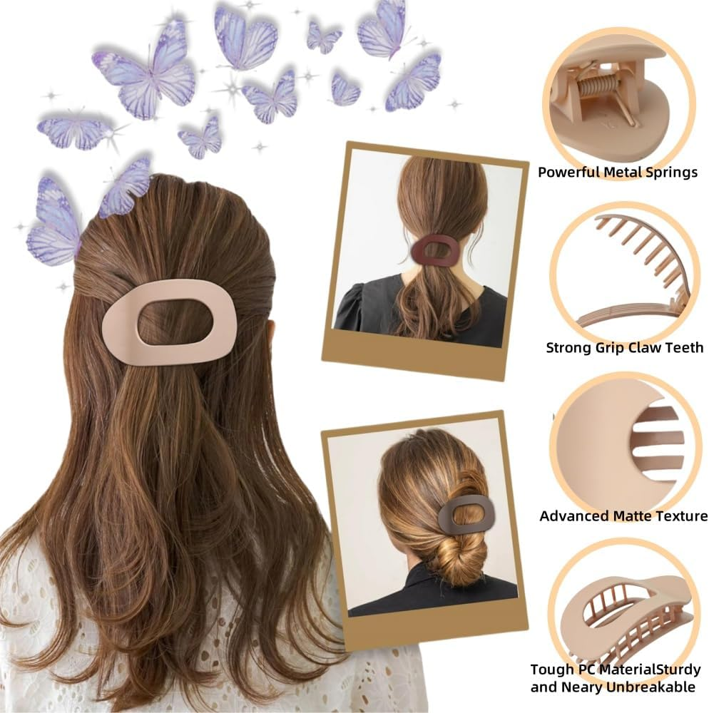 8 PCS Flat round Hair Claw Clips, Suitable for Girls, Durable French Hair Clips, Comfortable Bending Design, Anti-Slip Hair Clips, Suitable for Thin to Thick Hair, Daily Use - Multiple Colors image number 2