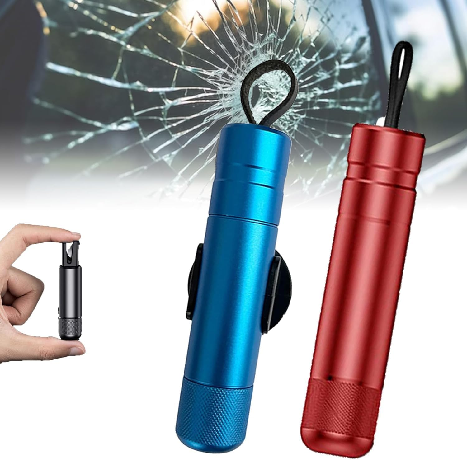 Car Safety Hammer Seatbelt Cutter, Car Window Breaker and Seatbelt Cutter Tool, Auto Rescue Escape Emergency Safehammer Punch, Safety Hammer Window Glass Breaker (Red+Black)