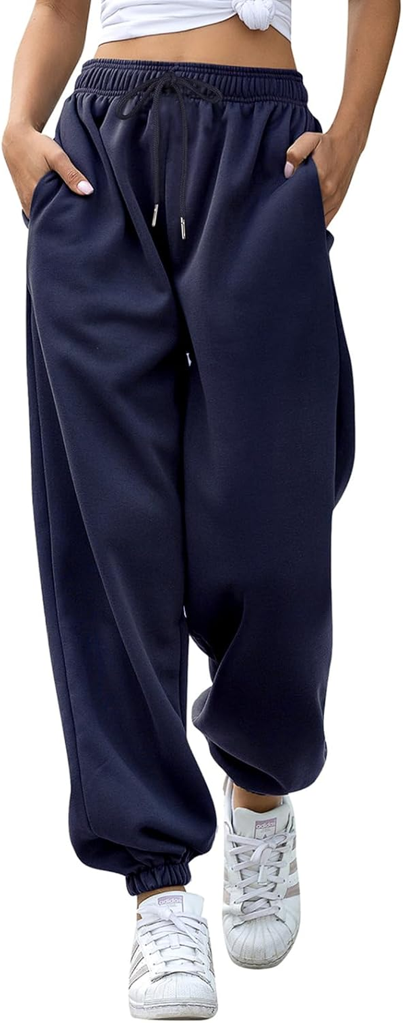 EBANKU Women'S Cinch Bottom Sweatpants with Pockets Plain Tracksuit Baggy Elastic Waist Trousers for Casual Hip Hop, Gym and Jogging image number 7