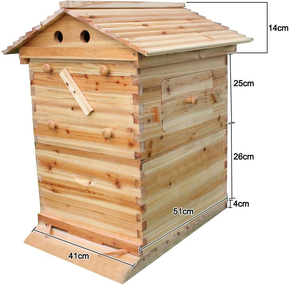 Auto Beehive Frame Beehive Kit, with 7Pcs Food Grade Auto Super Box Plastic Foundations, Super Box, Brood Box (No Brood Frames), 1Pcs Key, Suitable Beekeeper Starter(Unassembled)