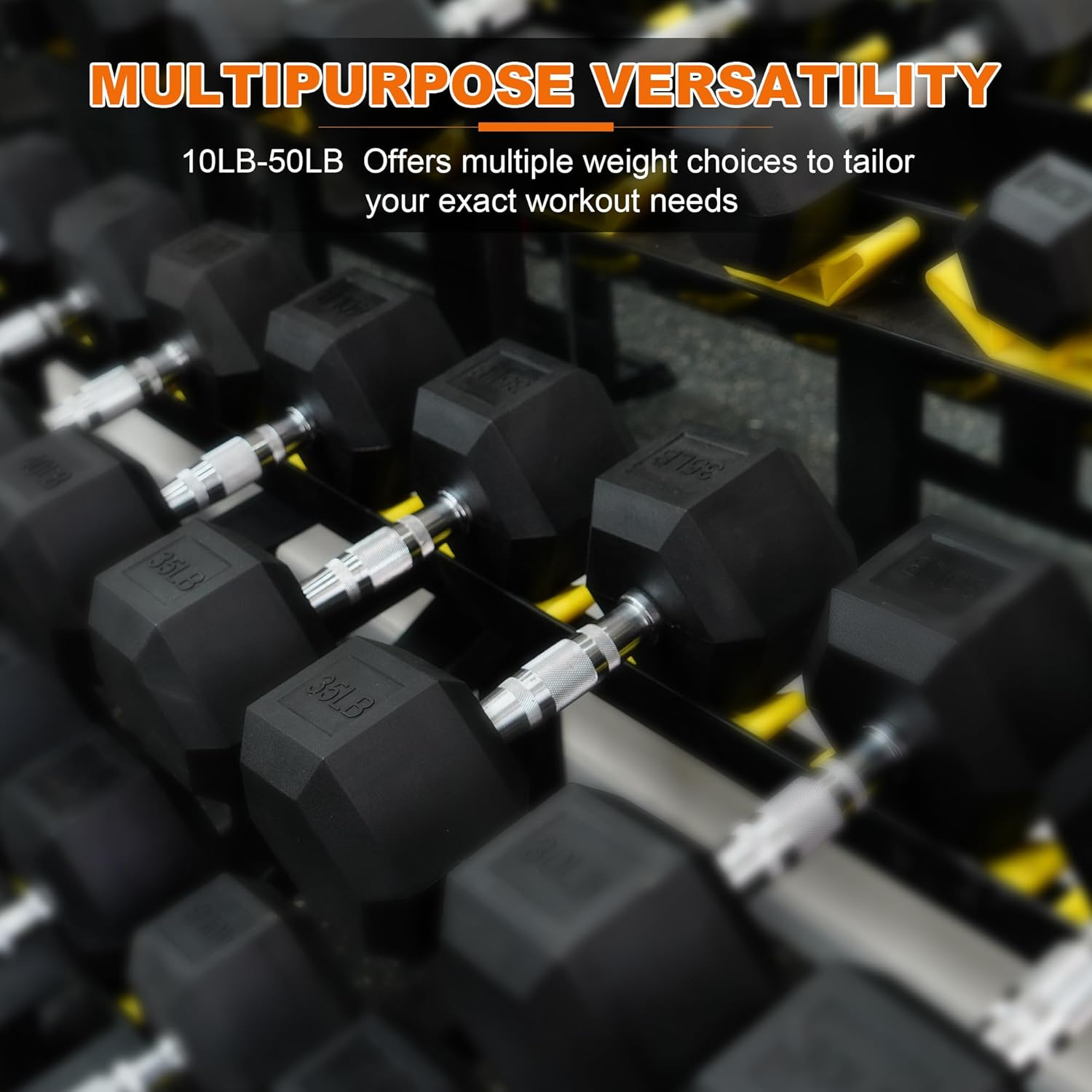 Balancefrom Rubber Encased Hex Dumbbell in Pairs, Singles or Set image number 3