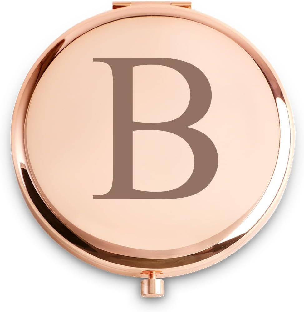 Personalized Compact Mirror Monogrammed Initial, Friendship Gifts Women Girls Her Friends, Unique Birthday Gifts Mom Wife Sister Daughter Grandma Niece Granddaughter Aunt