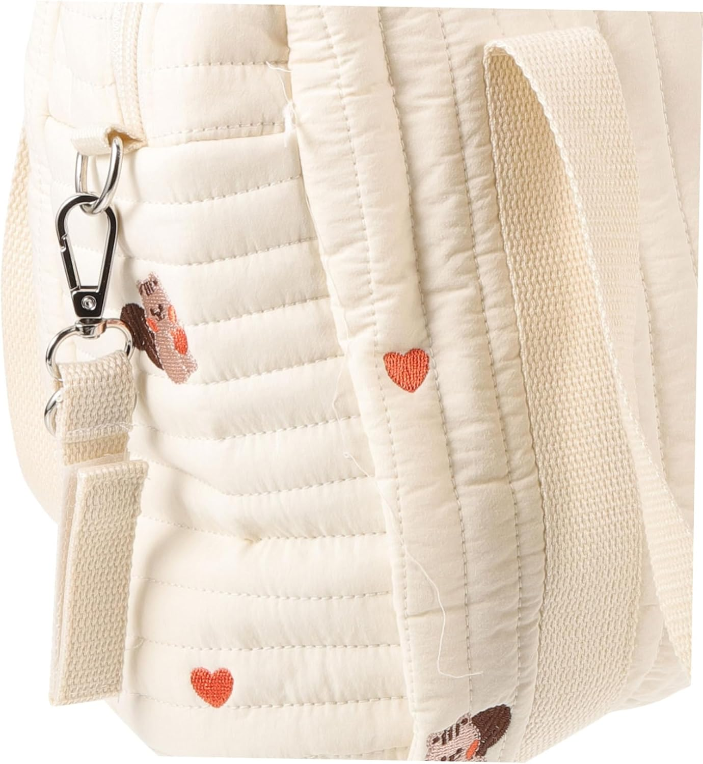 Embroidered Cotton Diaper Bag Baby Stroller Tote Portable Diaper Storage Bag Dual Straps Medium Size Squirrel Pattern for Travel and Outdoor Use image number 1