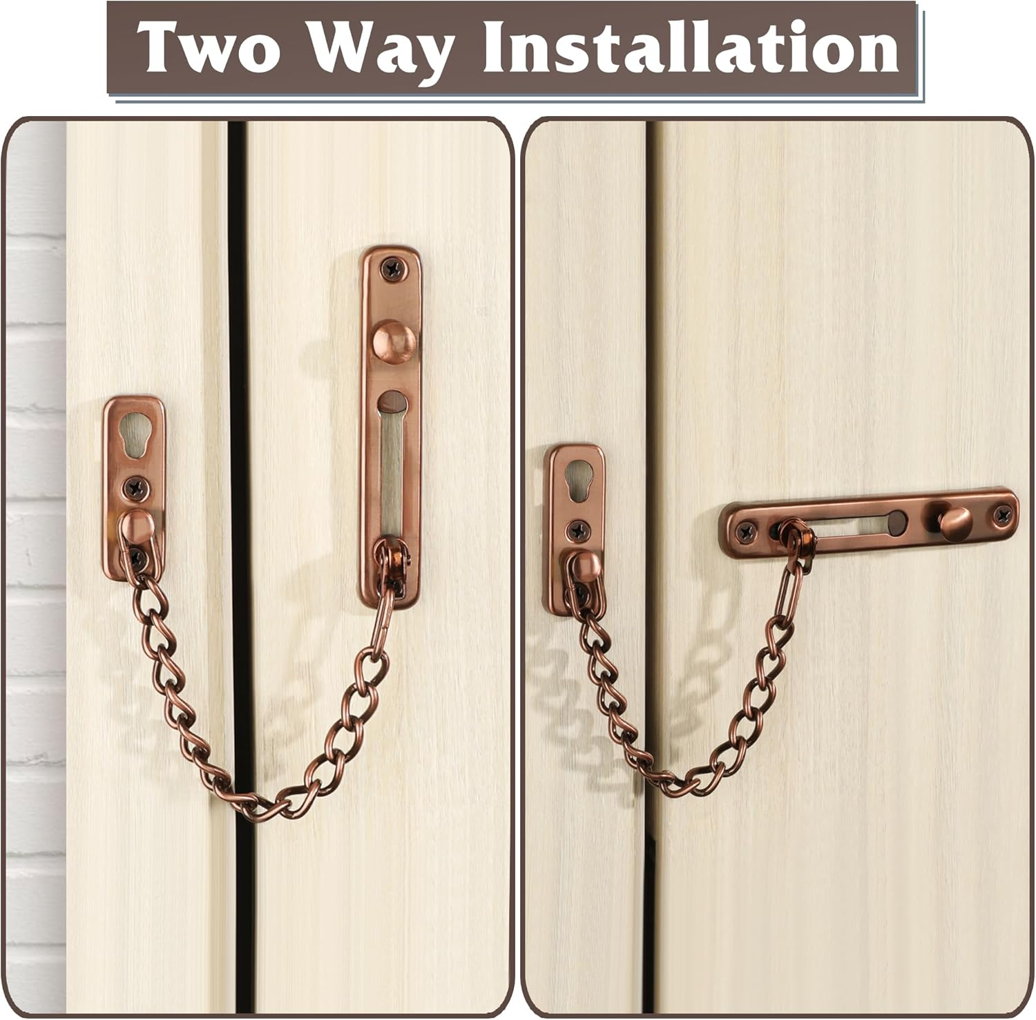 Alise Chain Door Guard Lock,Door Chain Locks with Safety Spring Anti-Theft Press Latch,Chain Locks for inside and Extra Front Door, Red Bronze(1 Pack) - Brushed Nickel image number 4