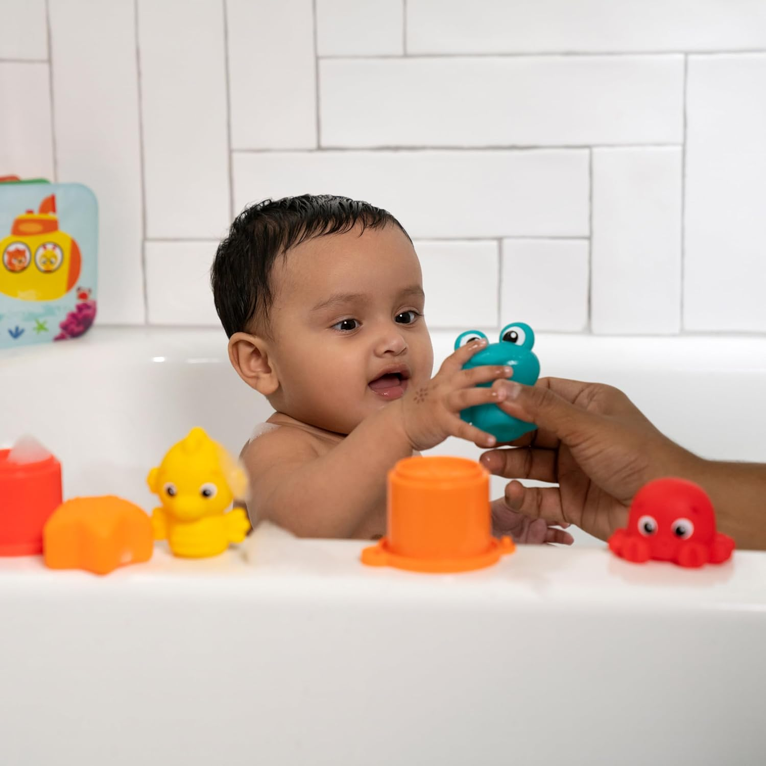 Baby Einstein Ocean Explorers Opus Bath Pals 11-Piece Gift Set, Waterproof Bath Book, Bath Cups, Animal Shape Bath Toys for Baby and Toddler, Ages 3 Months and Up image number 6