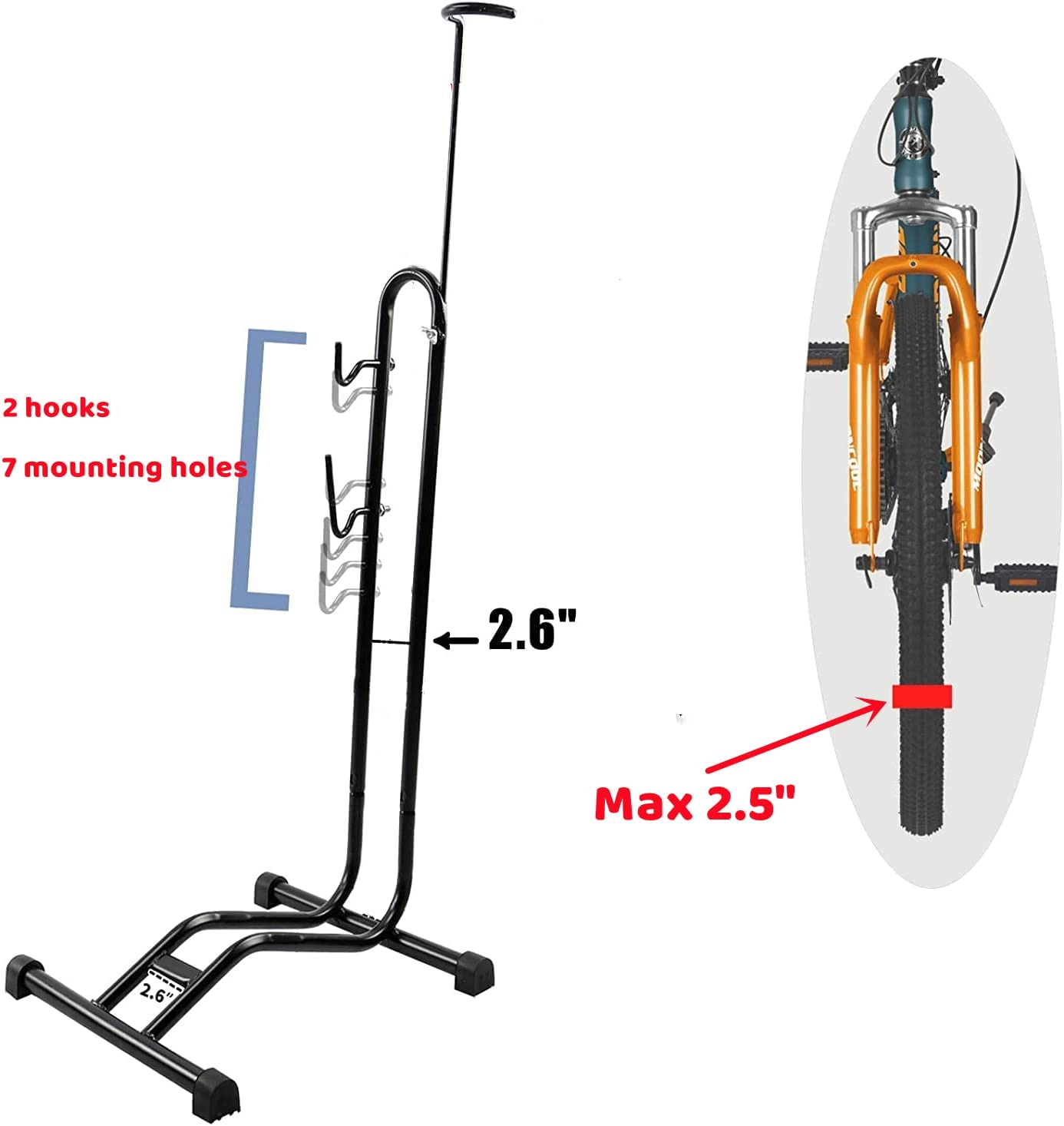 COMINGFIT Bicycle Stand, Premium Quality Vertical & Horizontal Adjustable Bicycle Floor Parking Rack, Fat Bike Stand Racks, Space-Saving Rack, Multi-Use Freestand Rack Indoor Outdoor Garage Storage