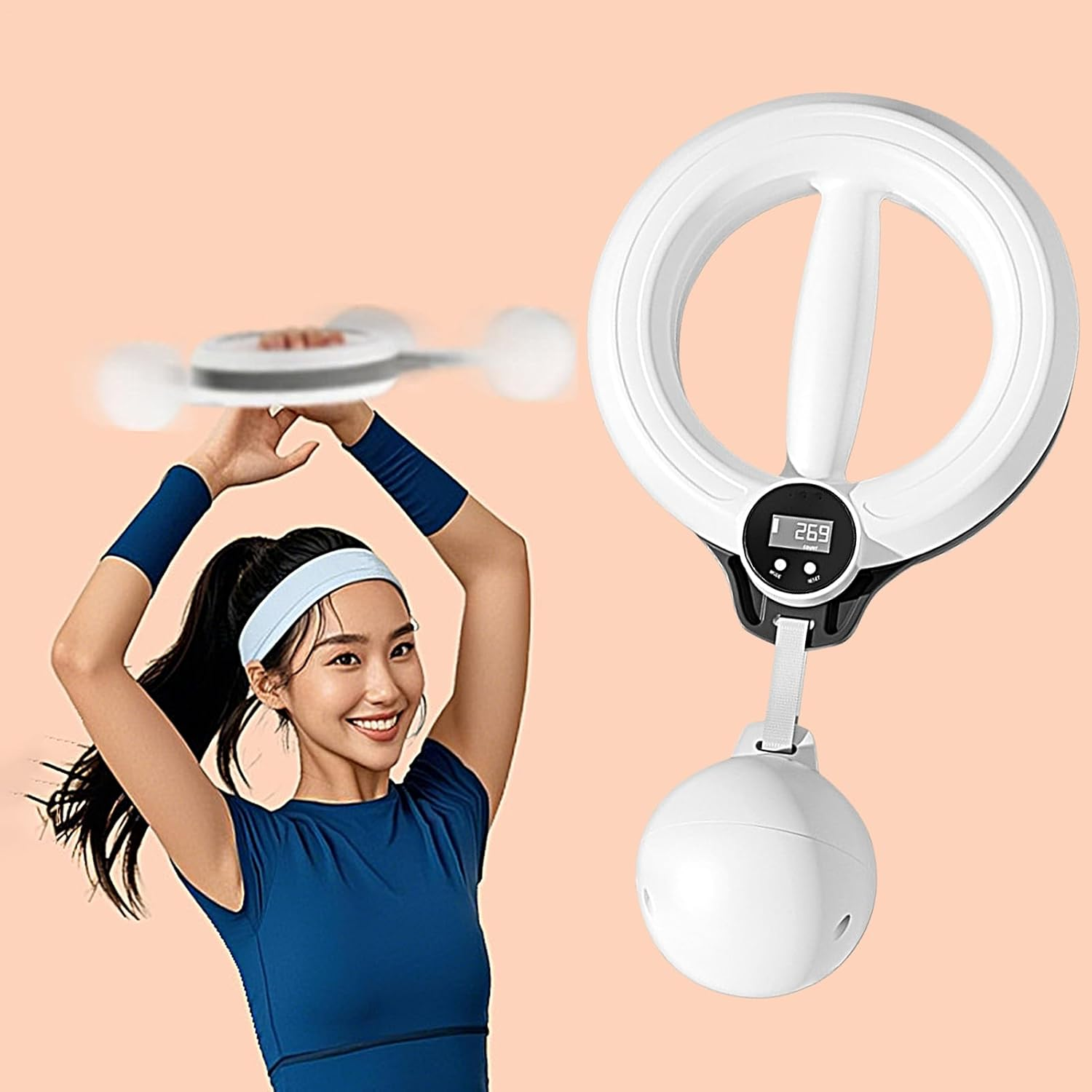 Arm Exerciser,360 Rotatable Arm Trainer Chest Workout | Home Gym Accessories 3 Modes Workout Equipment for Upper Body Muscle Women Men Office Travel Exercise Fitness - White image number 2