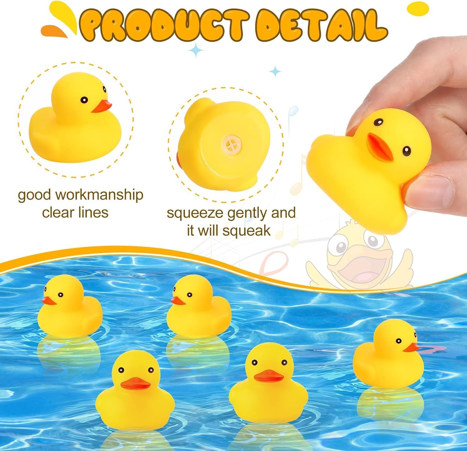 Yellow Rubber Ducks Bath Toys 20Pack, Bathtub Floating Squeaky Duck Bulk Baby Preschool Bath Toy for Baby Shower Infants Kids Toddler Birthday Party Decoration Gift (2.1", 20Pcs image number 1