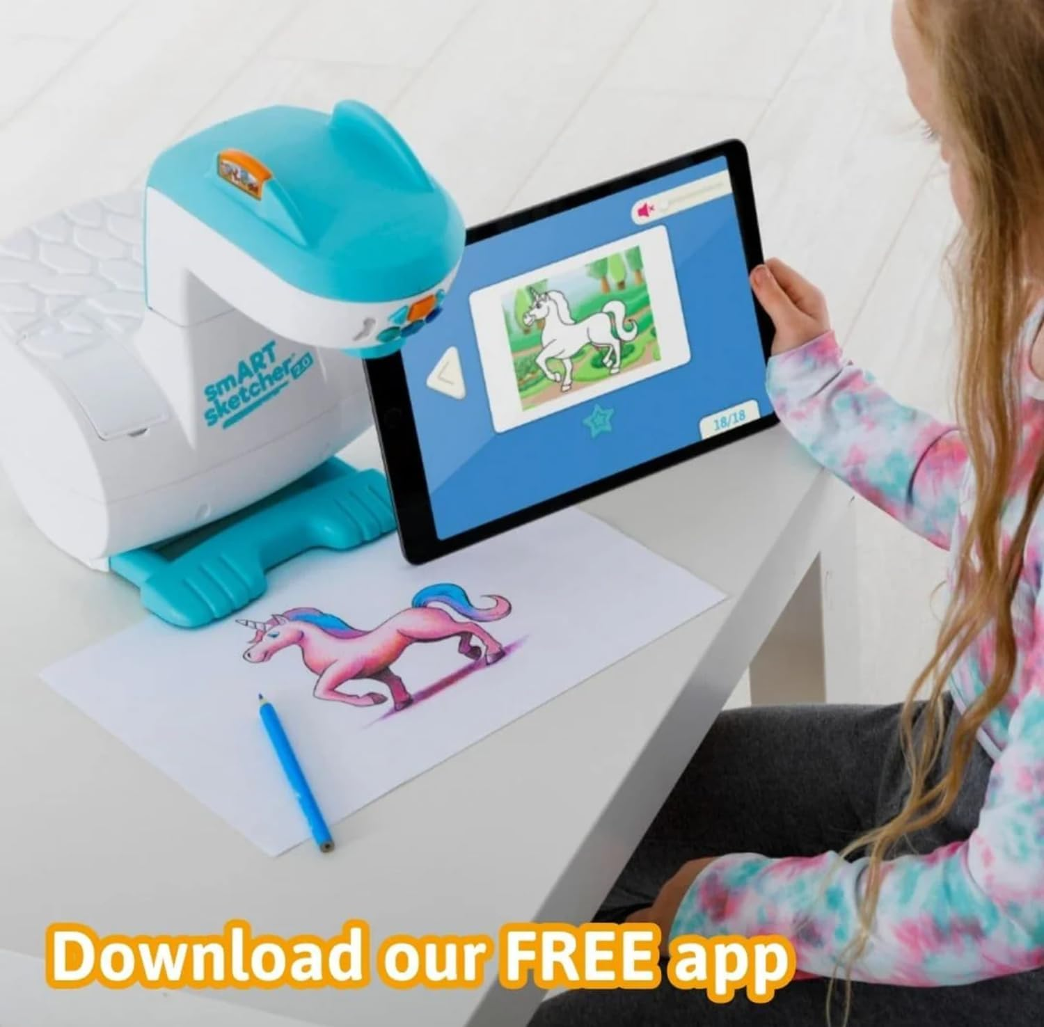 Flycatcher Smart Sketcher 2.0, Teal & White image number 1