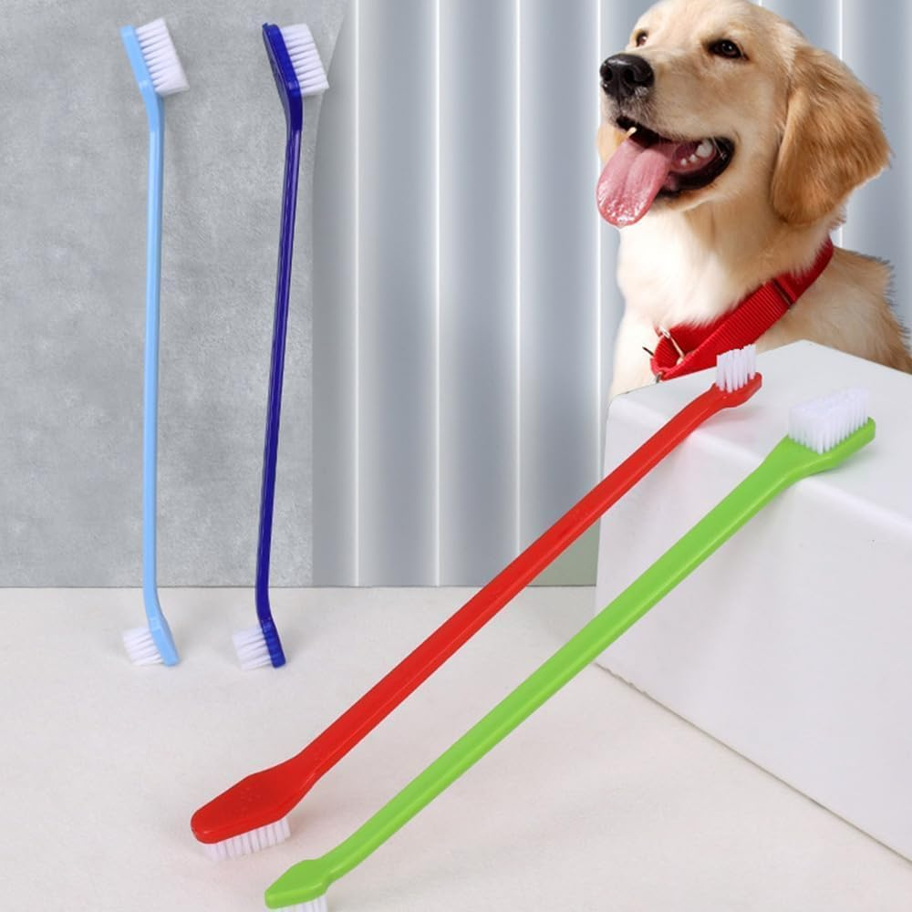 4 Pcs Dog Toothbrush,Dog Toothpaste and Brush Kit, Dog Teeth Cleaning, Pet Toothbrush, 2 Triple Head Dog Toothbrushes and 2 Long Handle Dog Toothbrushes, Toothbrush Dog for Dogs and Cats image number 6
