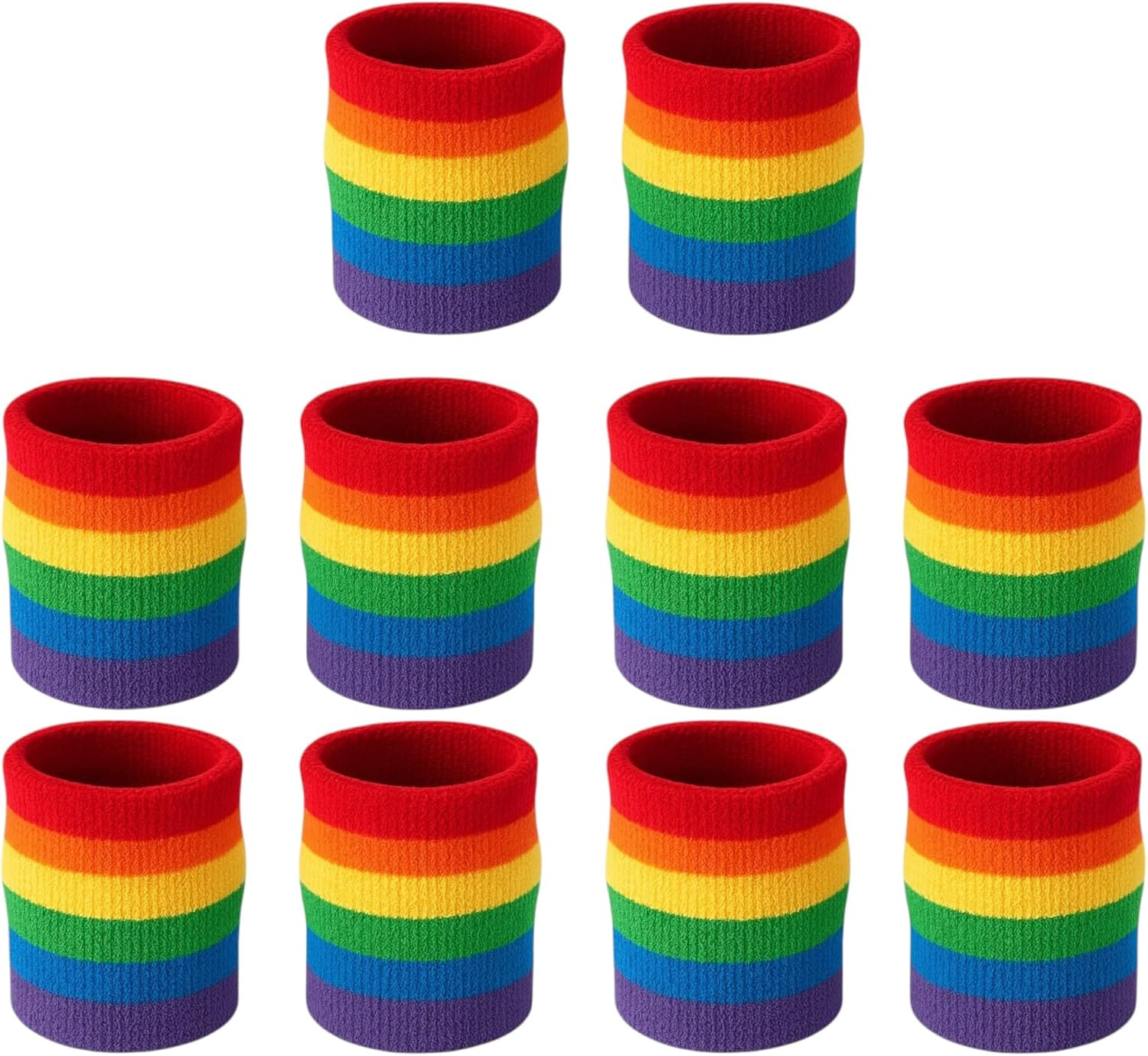 Rainbow Pride LGBTQ+ Wristband Set Unisex Stretch Armbands for Mardi Gras, Equality Marches, Parades & Festivals &ndash; Bold Rainbow Costume Accessory &ndash; 1, 3 & 5 Set Options Available image number 2