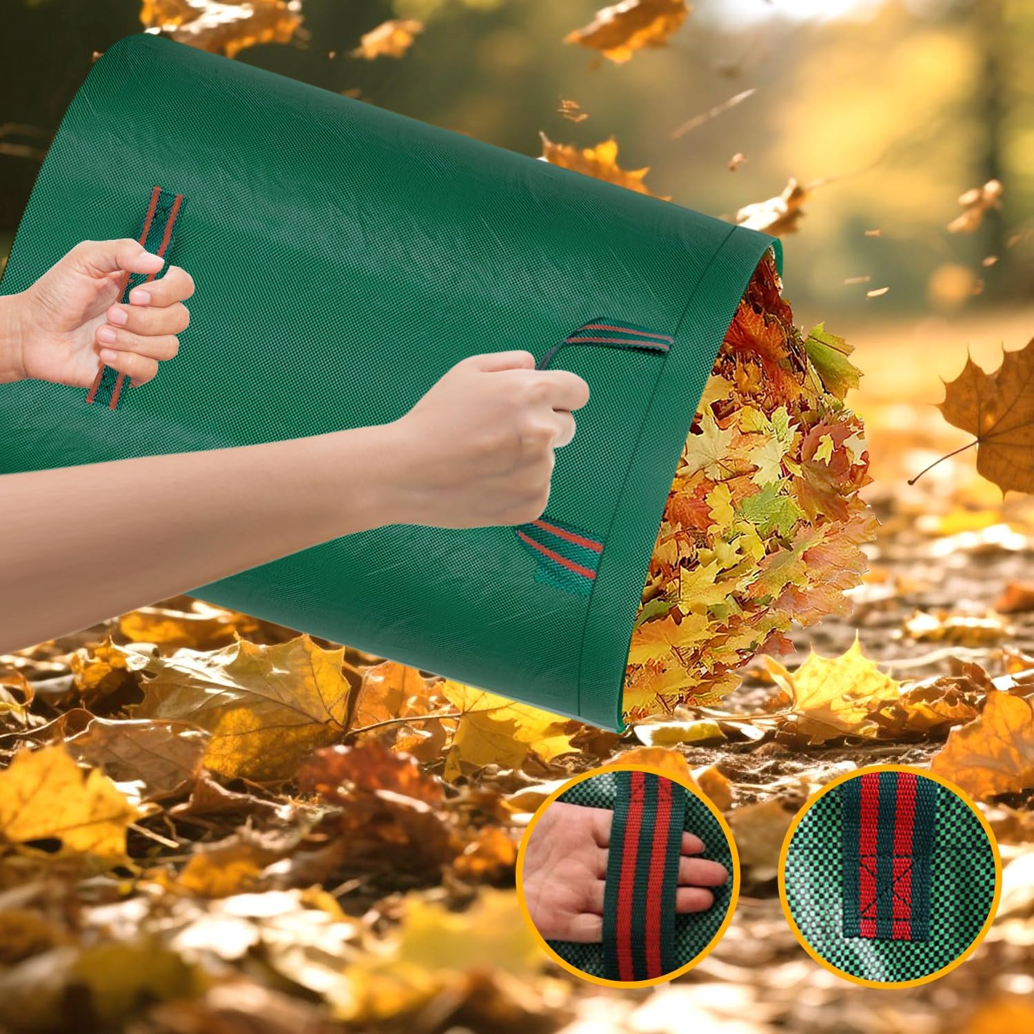 Garden Waste Bags 3 Pack (272L) &ndash; Reusable Garden Waste Bags, Heavy Duty Green Waste Bags, Garden Bag with Reinforced Handles for Leaves, Grass Clippings & Garden Rubbish, Garden Bags. image number 4