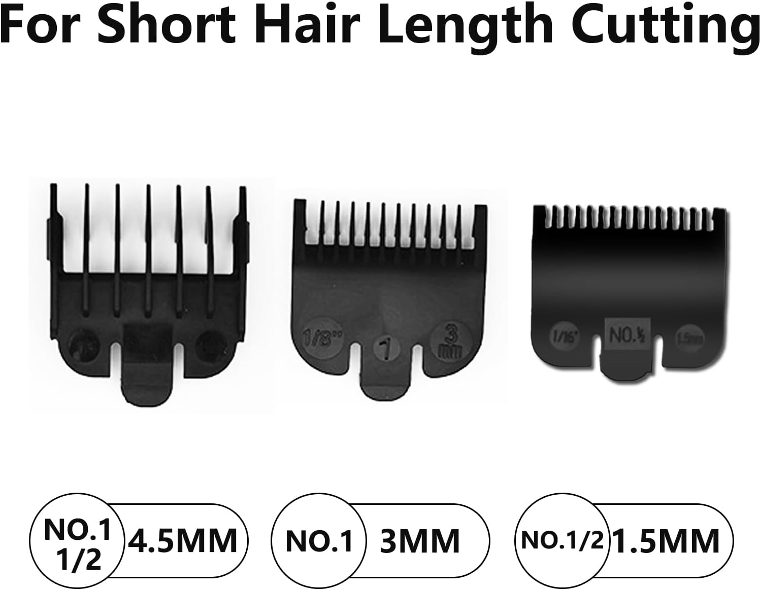 3 Professional Hair Clipper Guards Set Compatible with Wahl Clipper Guards, Clipper Guides Replacement 3 Piece Set Black Color 1/16 Inch to 3/16 Inch for Hair Clippers image number 3