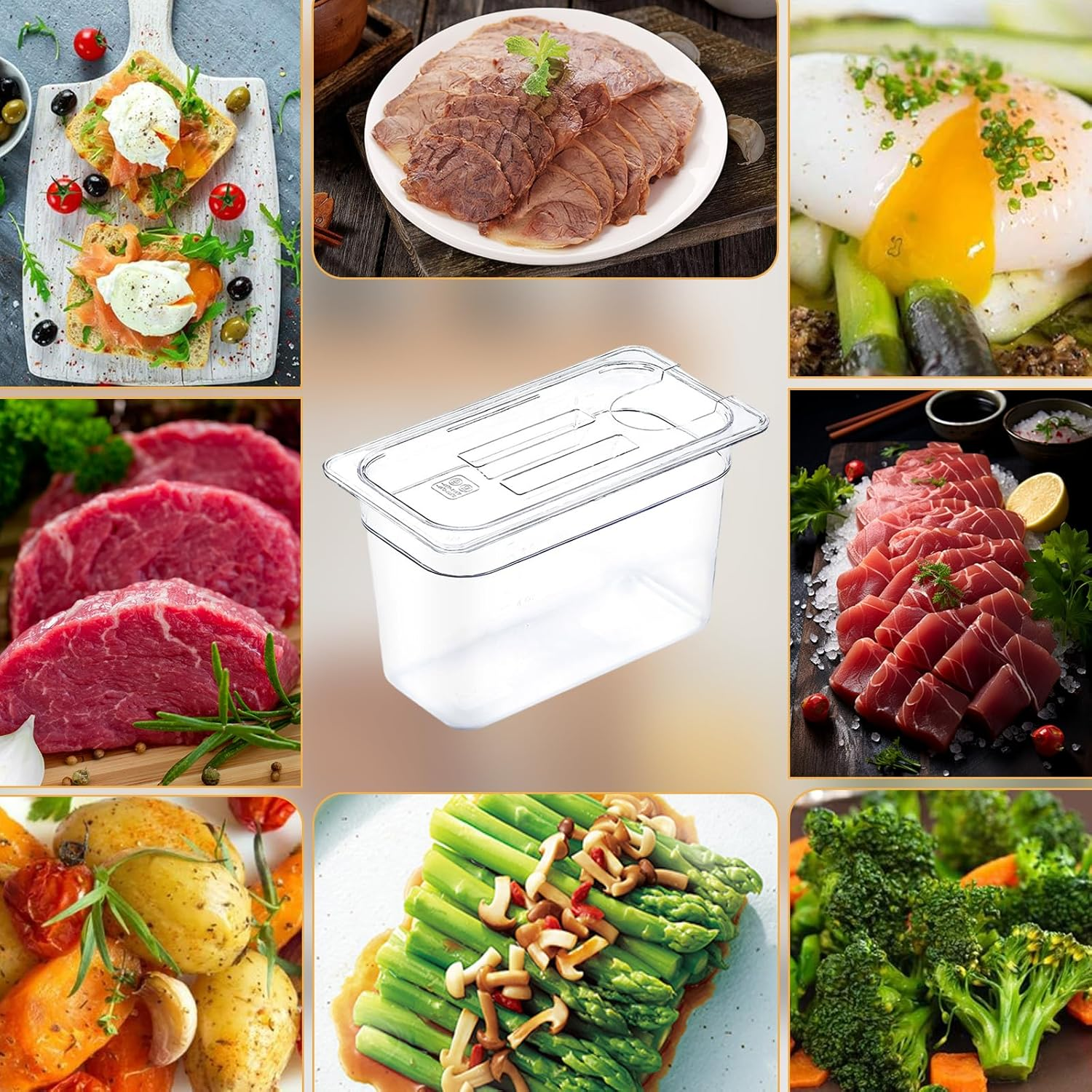 Sous Vide Container with Lid 6L, and Stainless-Steel Sous Vide Rack Compatible with Most Sous Vide Cookers (6L) (6L) image number 2