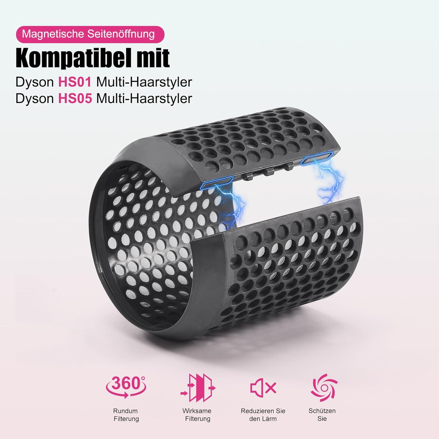 Filter Cover Replacement for Dyson HS01 HS05 for Airwrap Filter Hair Styler Accessories Outdoor Screen Magnetic Filter Cage Replacement Parts image number 2